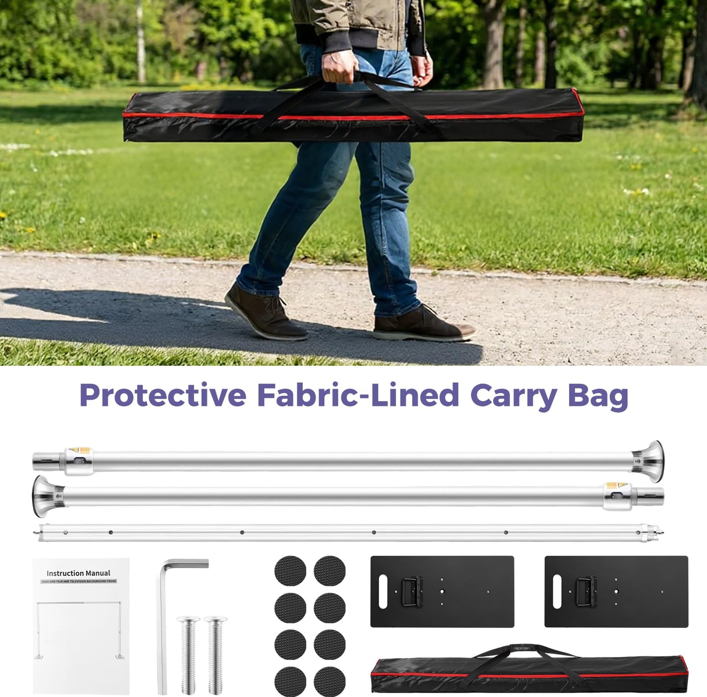 Pipe and Drape Backdrop Stand 9.2x9.2ft, Adjustable Heavy Duty Photo Background Frame with Metal Base & Carry Bag, Professional Event Backdrop System for Wedding, Trade Show, Parties, Photography