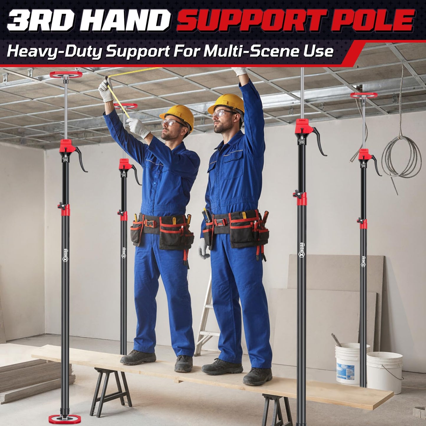 XINQIAO Cabinet Jacks for Installing Cabinets, Heavy Duty Third Hand Tools Adjustable Support Pole from 49.2 in to 114.2 in, 4 PCS