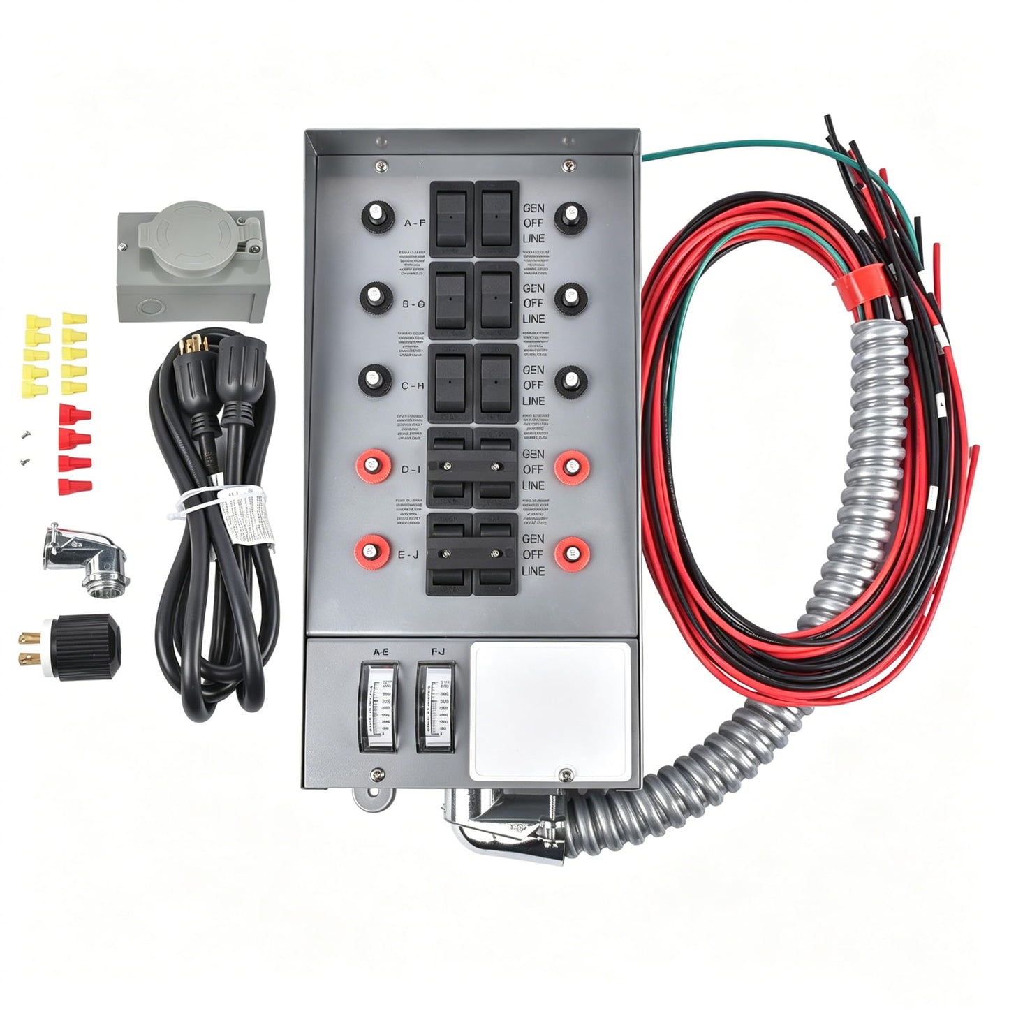 31410CRK Pro/Tran 10-Circuit 30 Amp Generator Transfer Switch Kit, 7500W Max, Powder-Coated Steel Cabinet, for Residential & Commercial Use, Gray