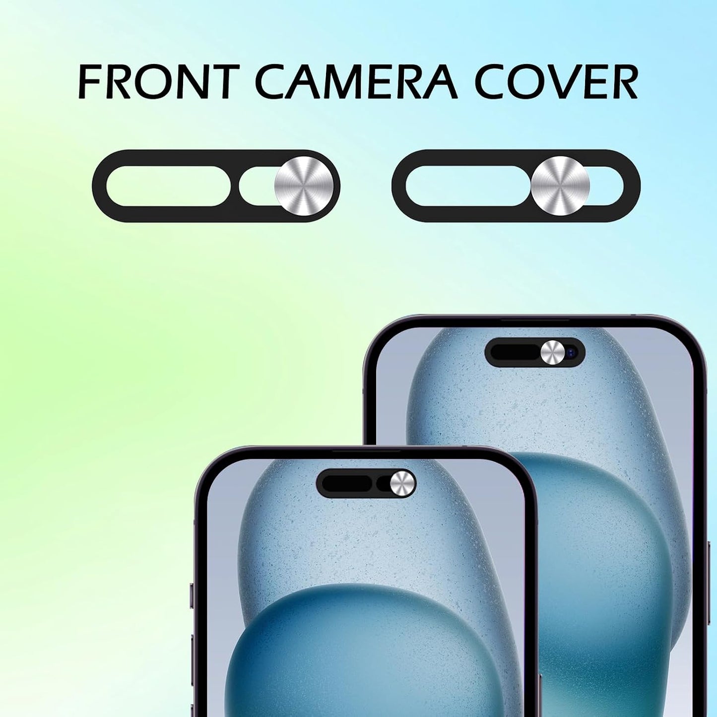 EYSOFT 15/15 Plus/15 Pro/15 Max/14 Pro/14 2 Pack-Silver Webcam Cover,Front Camera Cover Compatible for iPhone Pro Pro