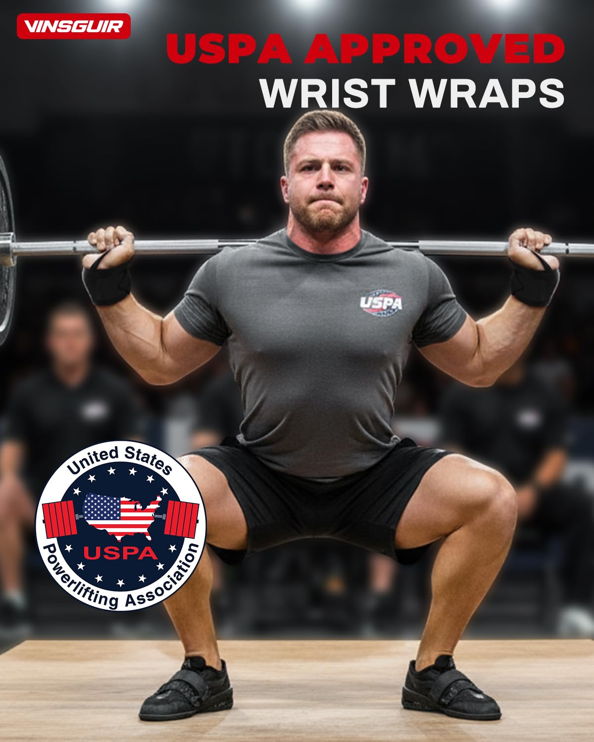 VINSGUIR Wrist Wraps for Weightlifting, [USPA Approved] 21'' Lifting Straps for Wrist Support with Heavy Duty Thumb Loop, Gym Wrist Brace for Working out, Crossfit, Powerlifting, for Men&Women