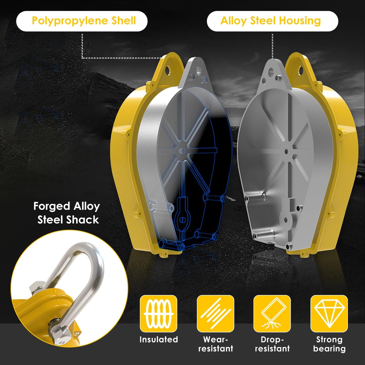 RupXinSplend Fall Arrester Protector Self Retractable 100FT Fall Protection Gear Double Locking, Dual PPE+Alloy Steel housing Heavy Duty Lifeline Safety Lanyard Rope Cable Wire Roofing Construction