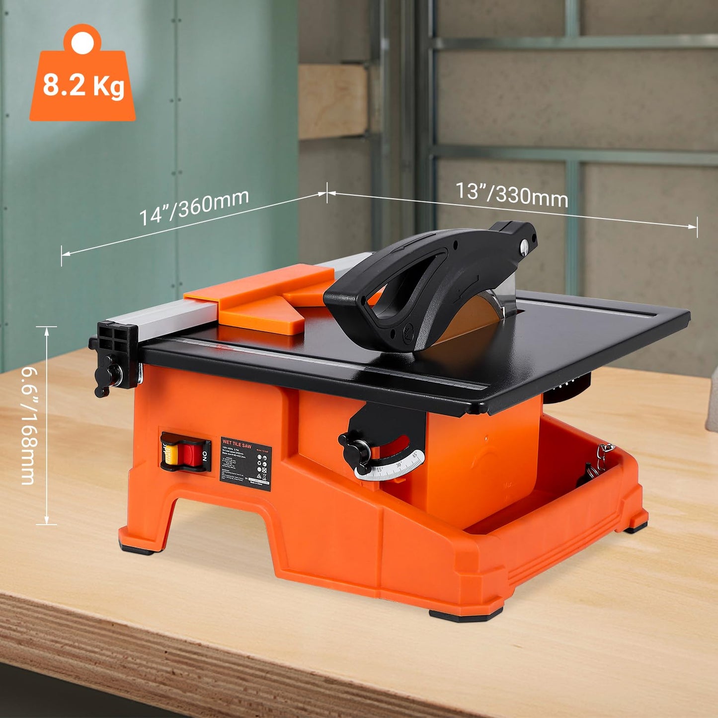 GarveeTech 7 in Wet Tile Saw, 6500 RPM & Pure Copper Motor, Bevel cuts tile from 0 to 45, Tile Cutter Wet Saw with Water Reservoir for Cutting Tiles and Stones, for DIY Enthusiasts