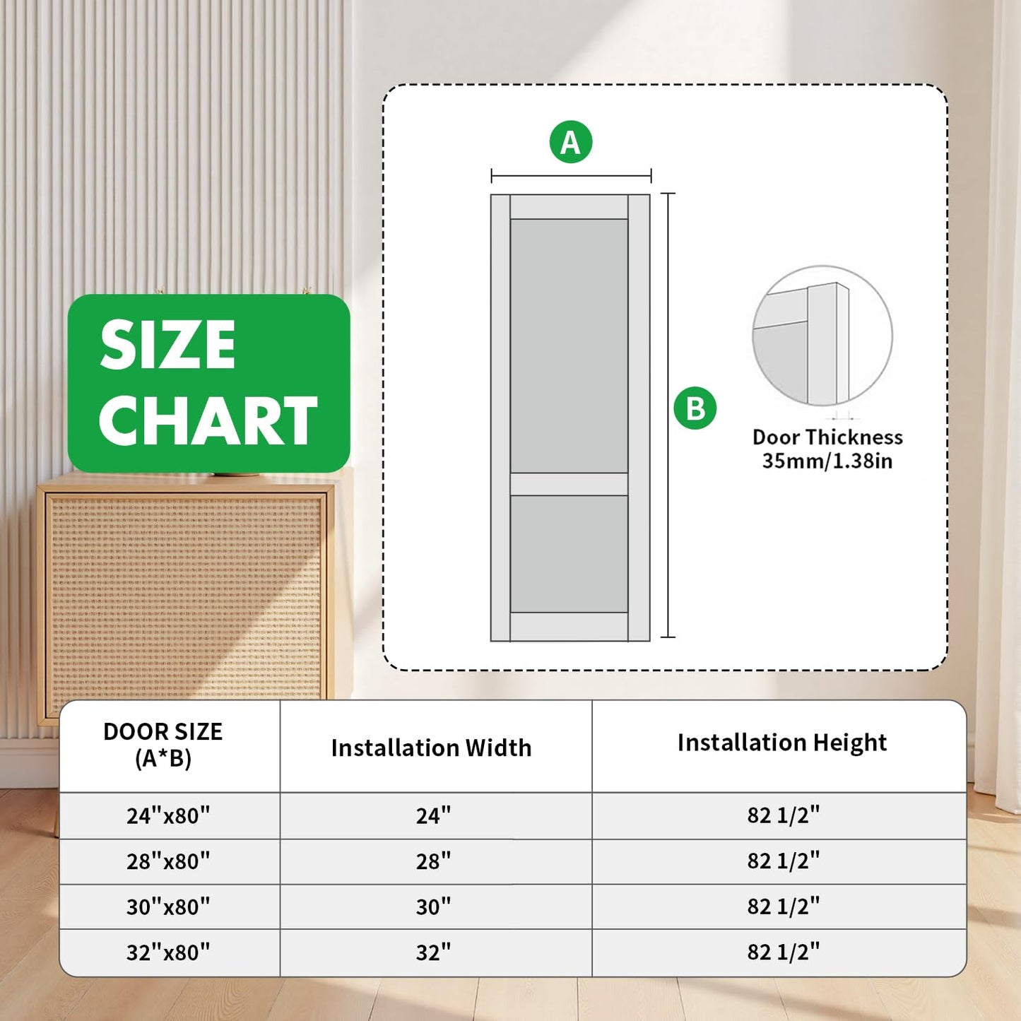 LetLuck 30"x80" Slab Door with Half Frosted Glass - Ideal for Closets, Storage Rooms, Bathrooms, Offices, and Interior Room Door - Solid Core Composite Material, No Hardware Included