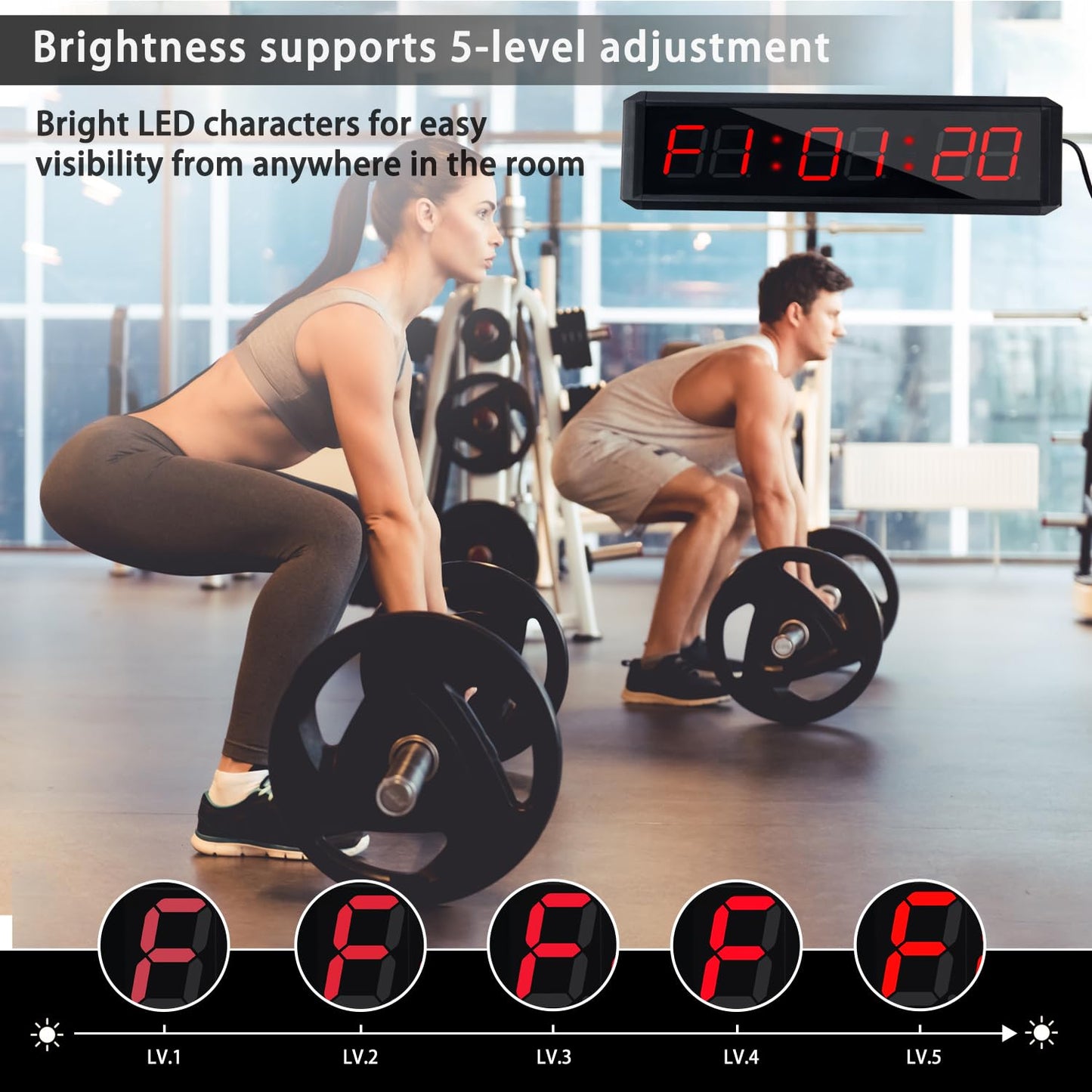 SMAHEAT Fitness Timer with Stopwatch Button, Suitable for School/exam/Home Exercise/Gym/Gym SMAHEAT Electronic Fitness Timer (1.5 inch six-Digit All-red)