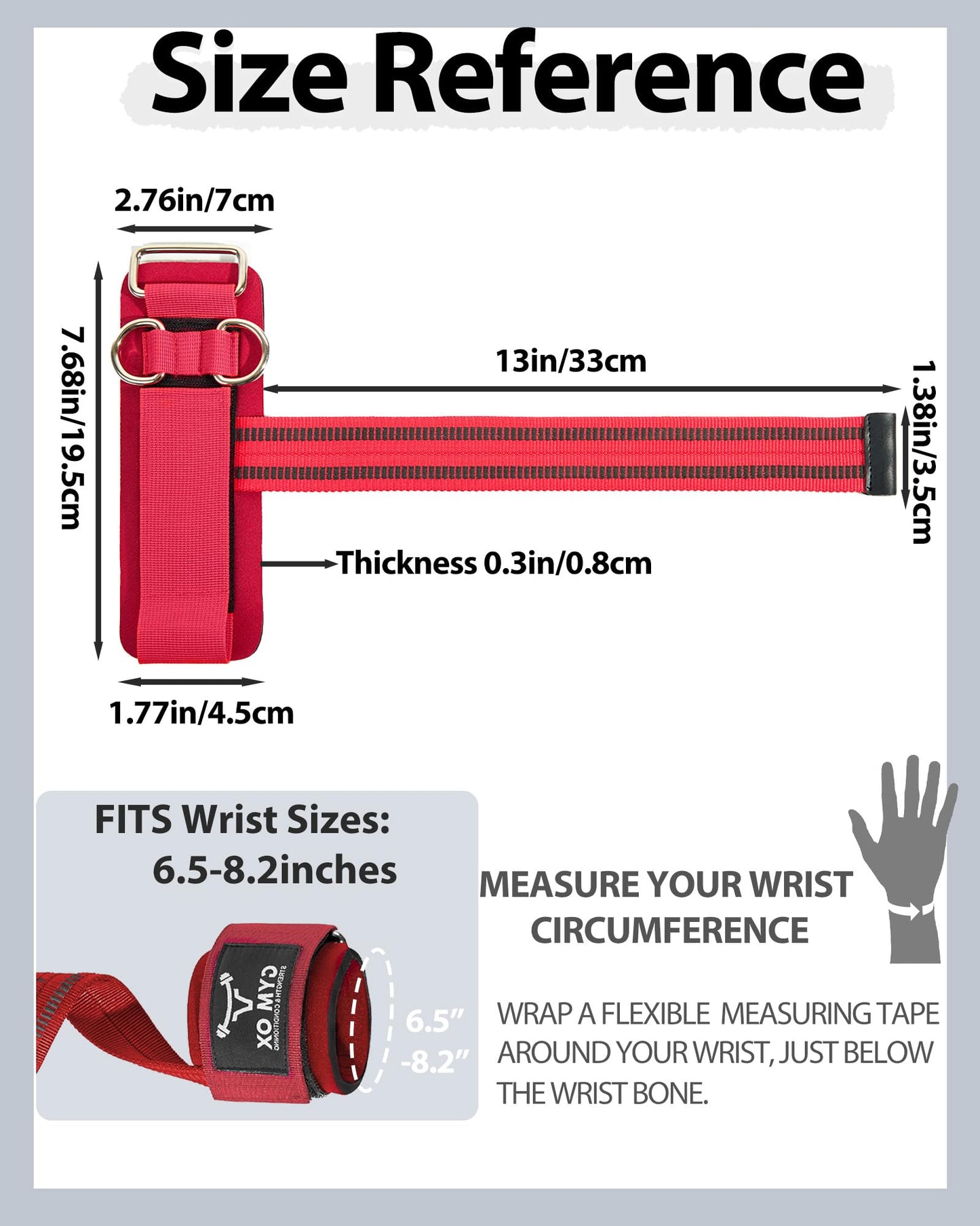 2-in-1 Weight Lifting Straps with D Ring, 7mm Neoprene Padded Wrist Support for Men & Women, Heavy Duty Gym Wrist Straps & Cable Machine Attachment for Gym, Powerlifting, Rows, Pull-ups (Red)