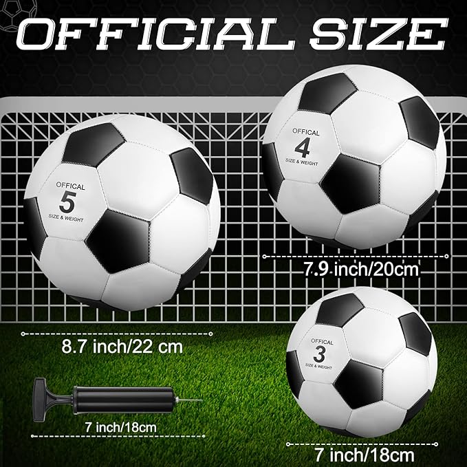 HyDren 8 Pcs Soccer Balls Bulk with Pump Deflated Official Size Sport Soccer Ball for Kid Adult Game Match Indoor Outdoor Gift for School Sports Game Birthday Party Gift Christmas Operation