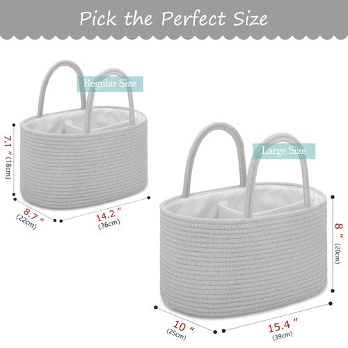COMSE Baby Diaper Caddy Organizer - Portable Tote with Divider for Newborn Essentials | Cool Gray
