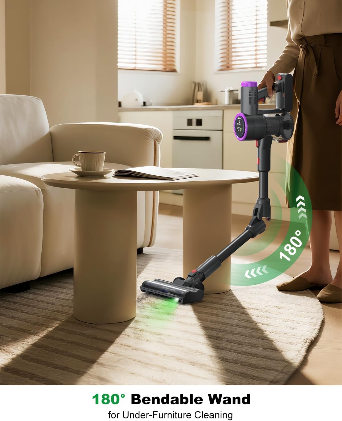 Skiennix Cordless Vacuum Cleaner - 550W Powerful Suction, Lightweight & Rechargeable for Pet Hair | Purple