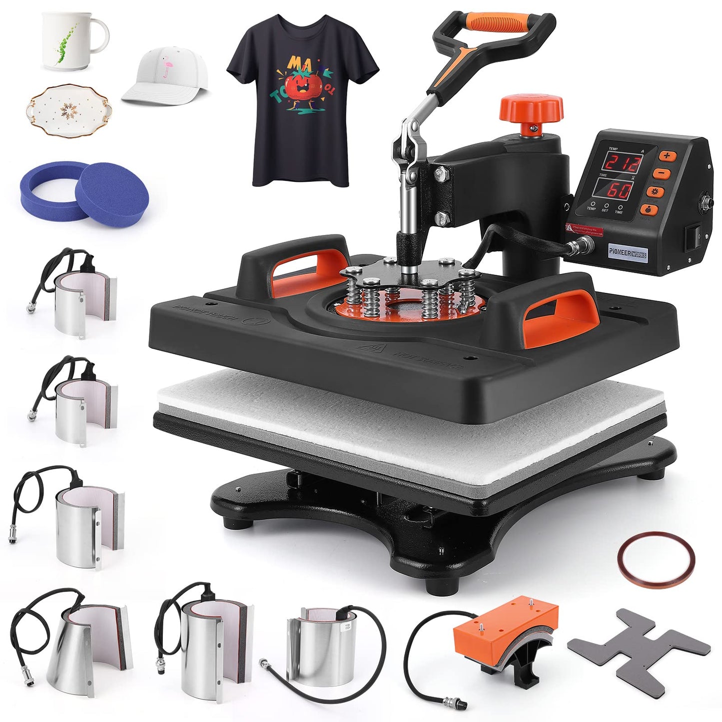11 in 1 Heat Press Machine Professional Sublimation Machine 12" X 15", 360-Degree Swing Away, Multifunction Heat Transfer Machine Industrial-Quality for T-Shirts, Pillow, Hats, Caps, Mugs and Plate