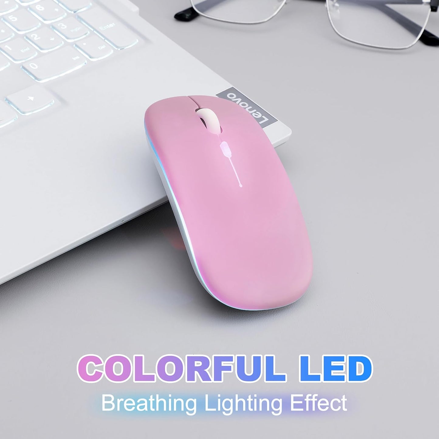 AZTZATZ 5.2 2.4G Wireless Bluetooth Mouse Rechargeable Long Lasting Dual Mode - BT & Silent RGB LED Mice, Slim Portable
