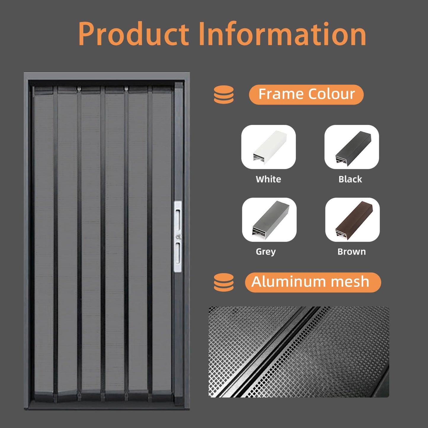 Vintarova Heavy-Duty Retractable Screen Door，Folding Door with Aluminum Frame and Durable Mesh, Keeps Bugs Out, Customize Size for Any Opening (Grey