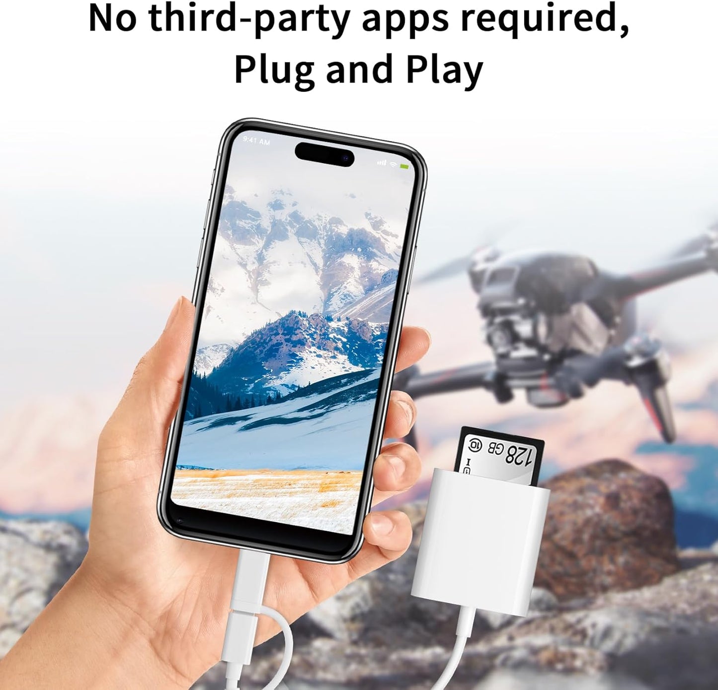 SUNTRSI SD Card Reader for iPhone iPad Camera with USB C, Dual Card Slot Memory Card Reader Supports SD and TF Card
