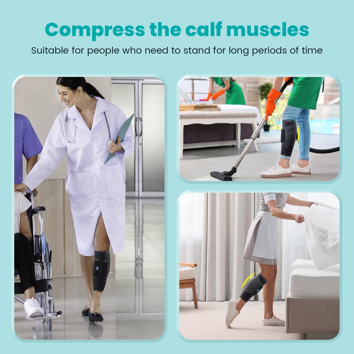 iDonua Calf Brace Compression Sleeve for Torn Calf Muscle fit Men & Women, Innovative 2 Layer Elastic Bandage for Legs adds Extra Pressure for Strain, Swelling, Cramps, Varicose Vein -L/XL
