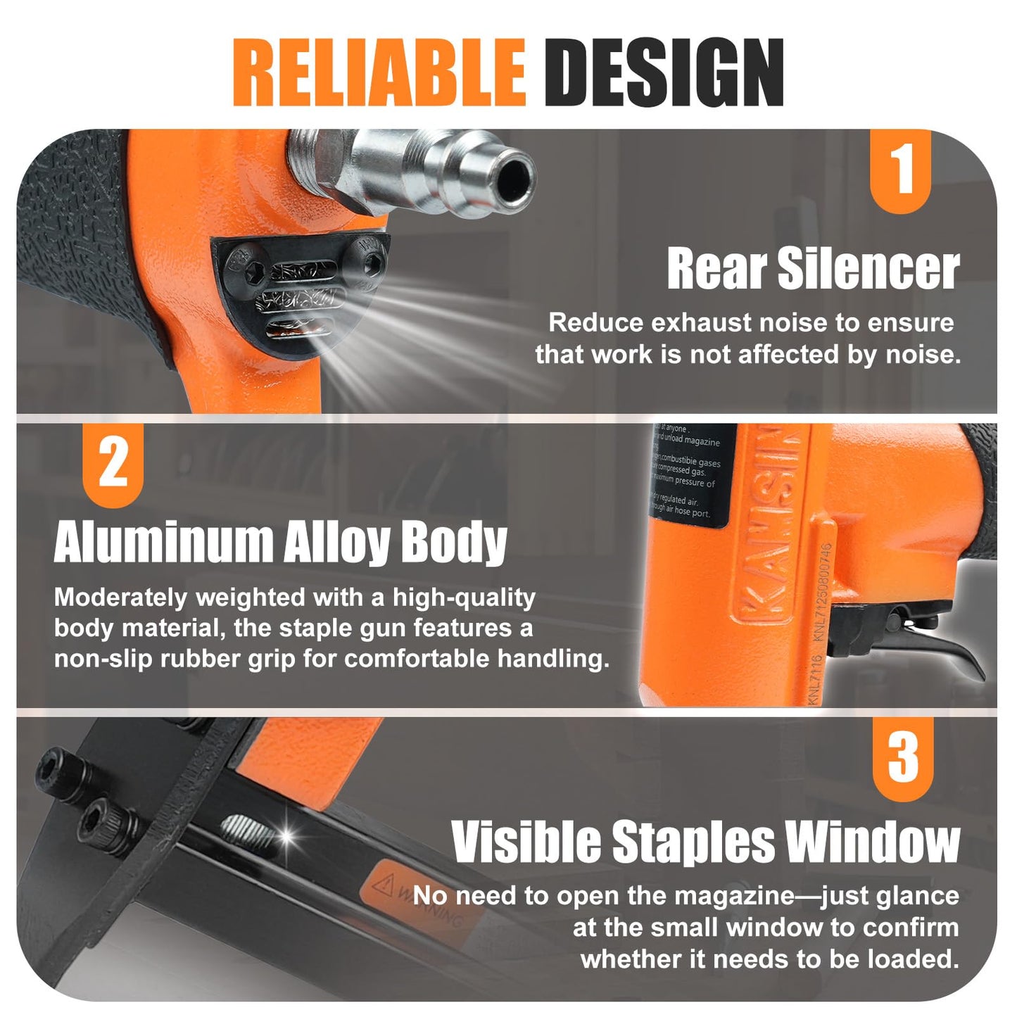 Kamsin KNL7116 22 Gauge Pneumatic Upholstery Stapler Bundle with 10,000pcs 3/8" Crown 3/8" Leg Length KAMSIN 7110 Staples