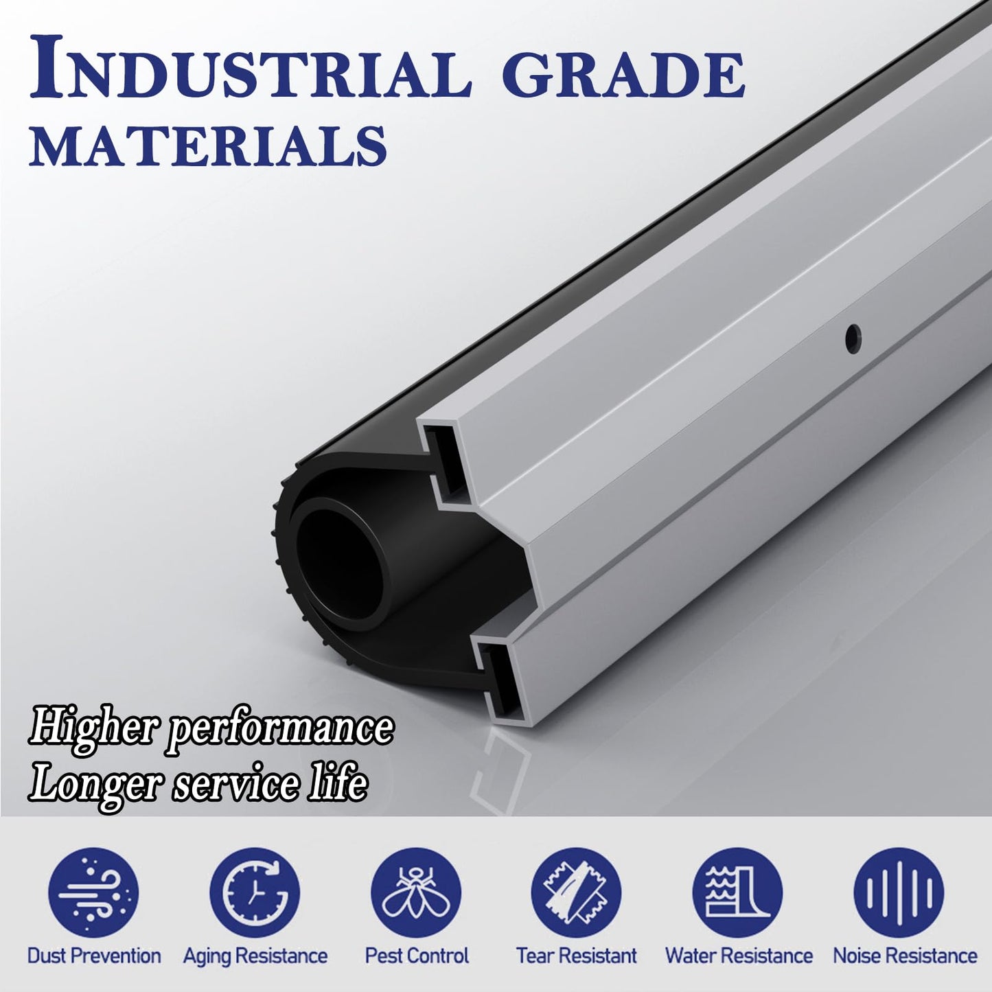 Ginchain Garage Door Seals, Convex Shape Aluminum Track with U+O Shape Garage Door Seals Bottom Rubber Retainer Base Kit, Universal Garage Door Weather Stripping Kit (16.5ft), T2-005