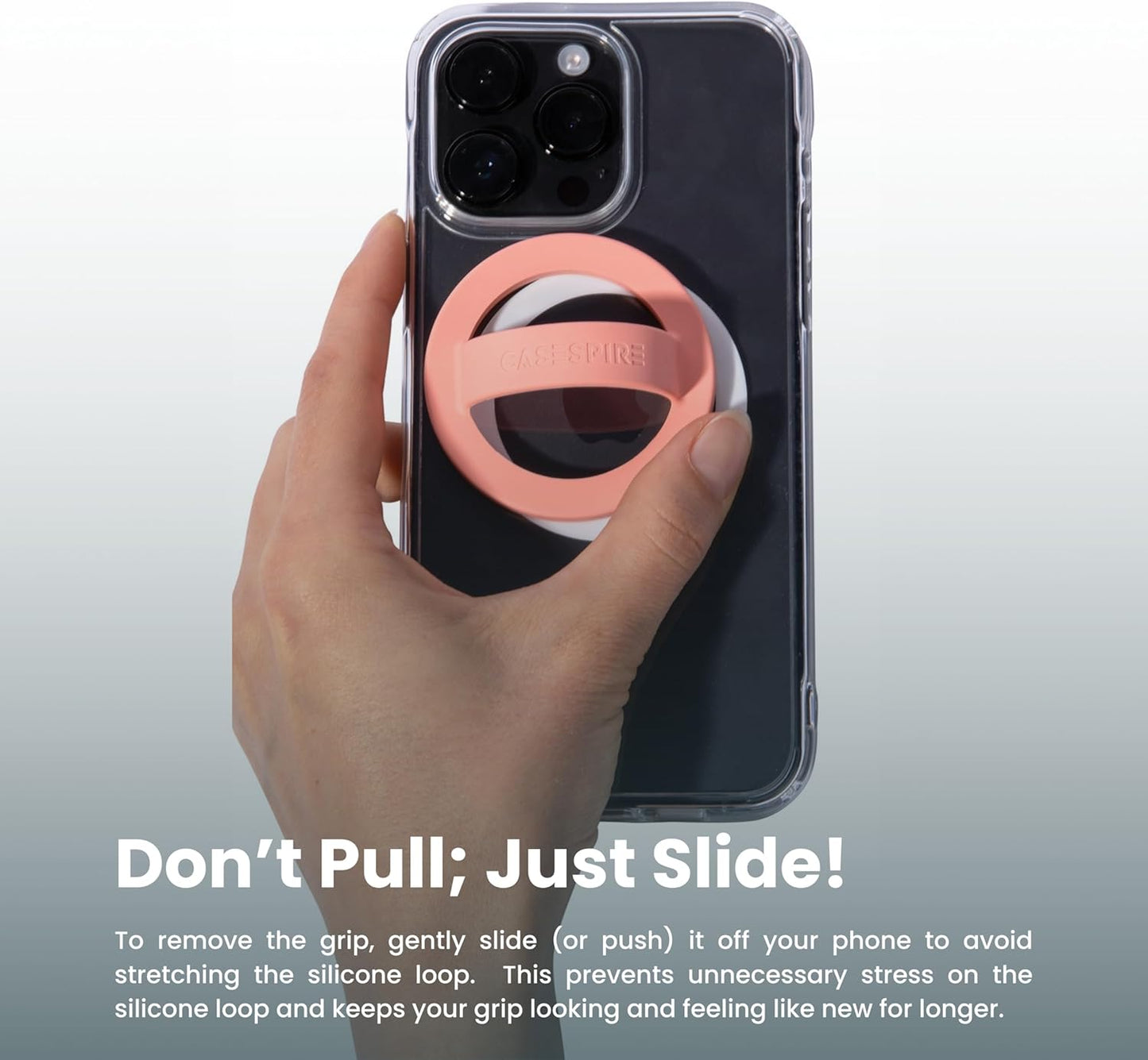 Casespire Magnetic Silicone Phone Grip Soft Finger Loop Holder for MagSafe Cases and iPhones (Orange)