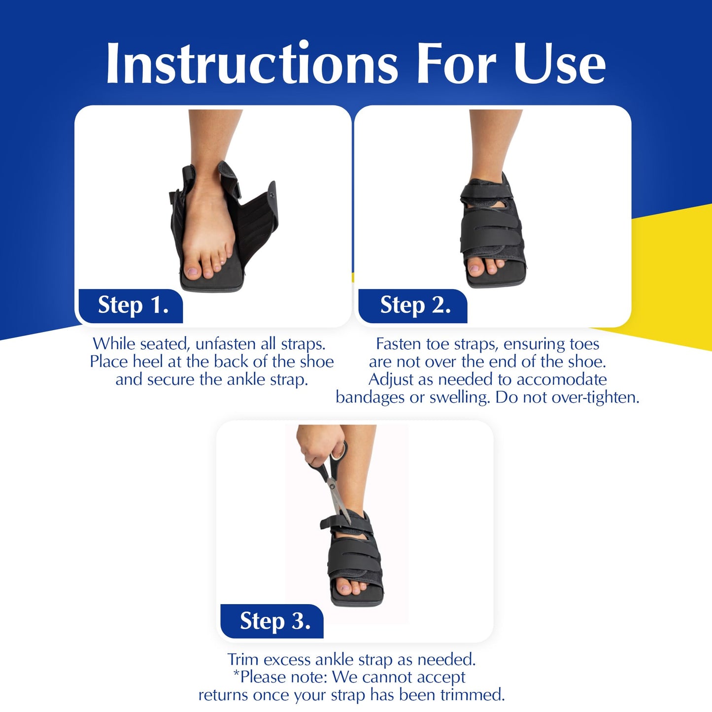 Brace Align Deluxe Post Op Shoe - Adjustable Medical Support for Broken Toes, Foot Injuries, Fractures, Bunions and Surgical Recovery L3260 - Size S (Men’s US 7.5-9 / Women’s US 8.5-10)