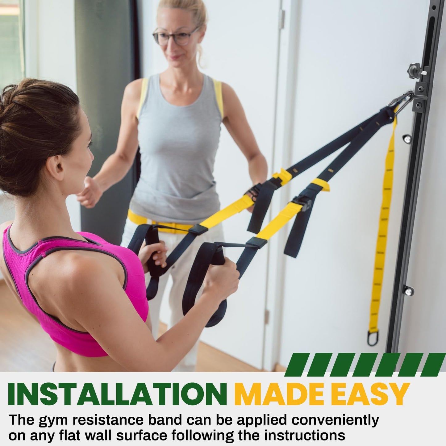 Wonderjune Resistance Bands Wall Mount System Adjustable Wall Anchor 35.5in Metal Gym Station for Exercises Home Fitness Workout Athletic Training,Resistance Bands Not Included