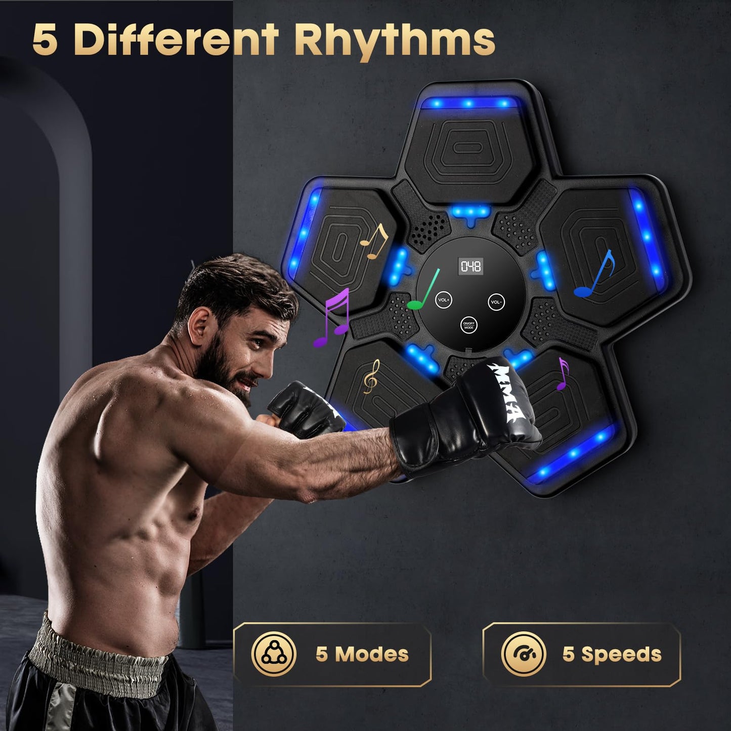 MOCASO Music Boxing Machine, Bluetooth Music Punching Bag with Boxing Gloves, Smart Boxing Machine for Kids Adult, Wall Mount Workout Equipment Target for Home, Gym, Office