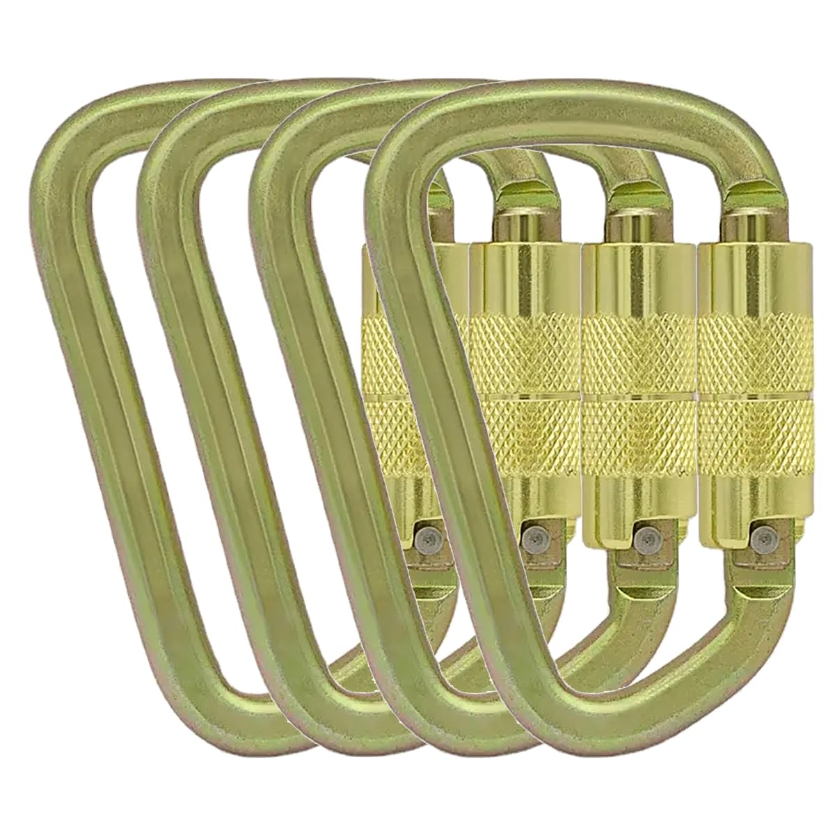 Auto Locking Carabiner 30KN=6500lbs Heavy Duty Large Clip Climbing Carabiner Twist Lock Carabiners for Rock Climbing, Camping, Gym,Rescue (CE Rated,D Shape),Gold