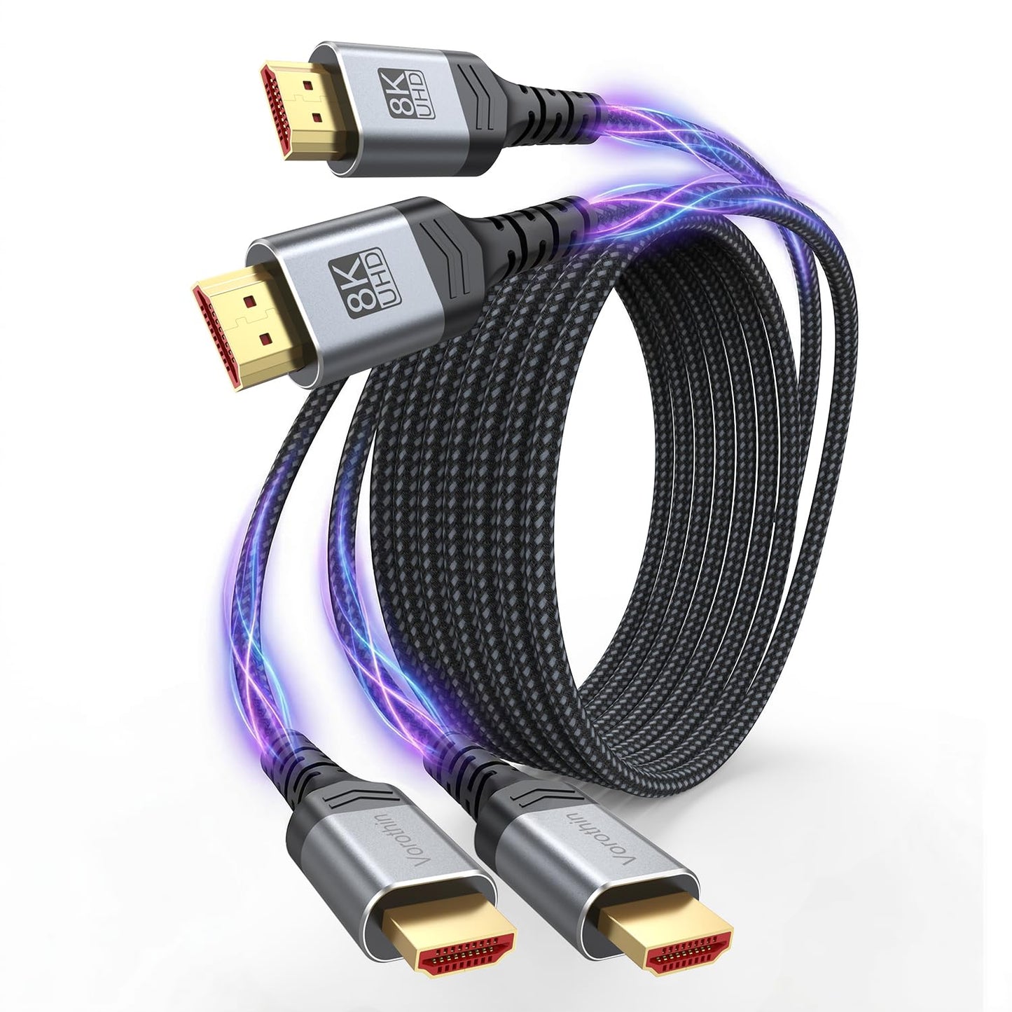 Vorothin 8K 3 2-Pack, 48Gbps 2.1 4K@120Hz/144Hz 8K@60Hz, HDR10 2.2/2.3 PS5, HDMI Cable FT High Speed HDMI Cable, eARC
