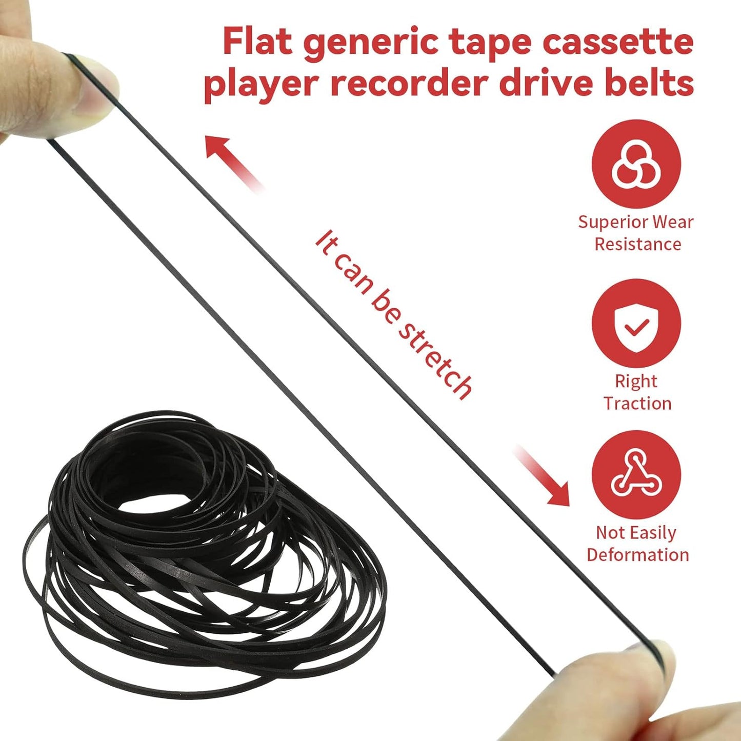 Cassette Cassette 40-135 MM (50PCS) 4MM) Recorder Rubber Belt - Recorder Repair Maintenance Mix Flat Tape Machine
