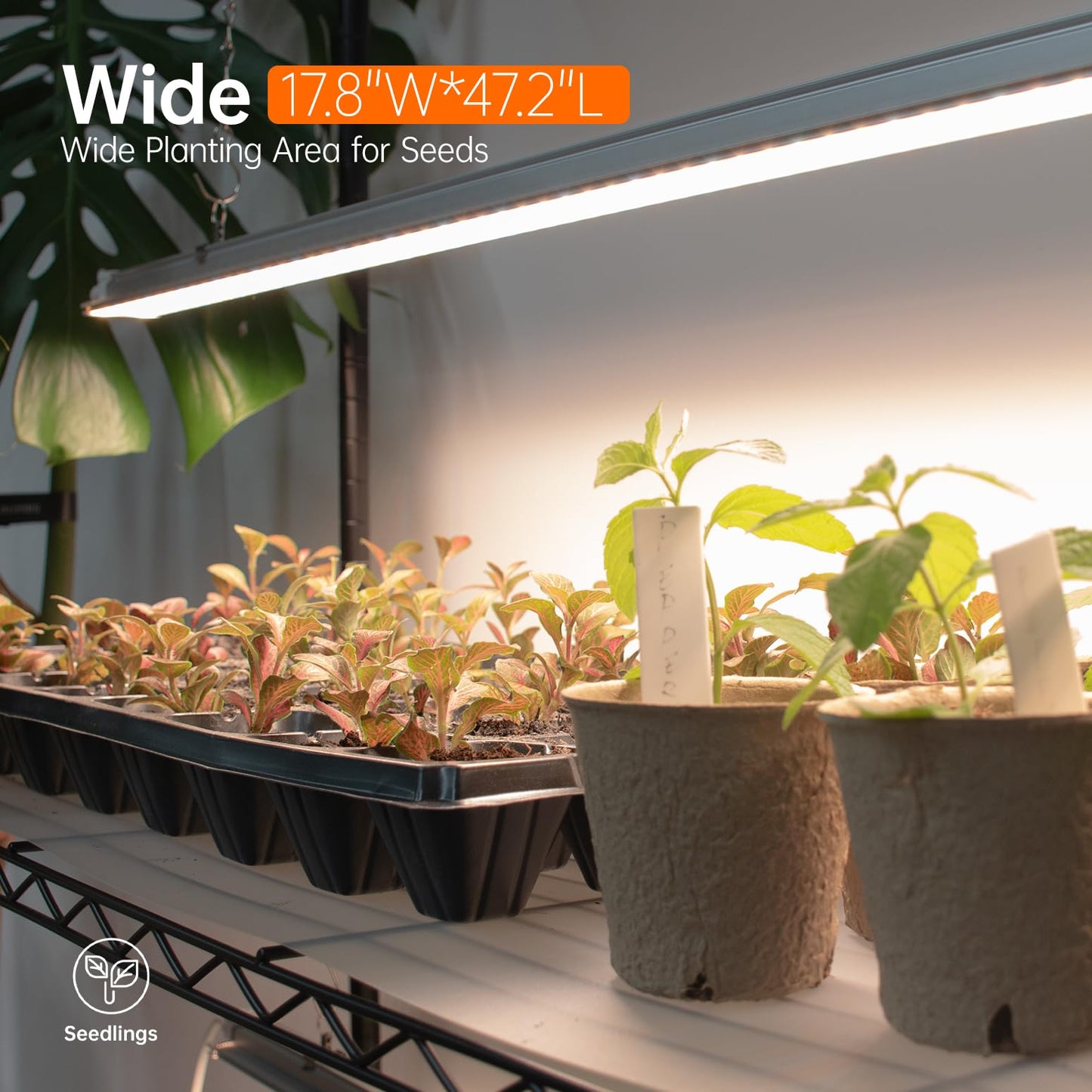 Bstrip Plant Stand with Grow Lights, 5 Tier Large 47.2x17.8x71IN Plant Shelf Indoor with 3FT T5 144w Grow Light, 3 Mode Full Spectrum LED Plant Light with Timer for Indoor Plants, Spring Seed Starting