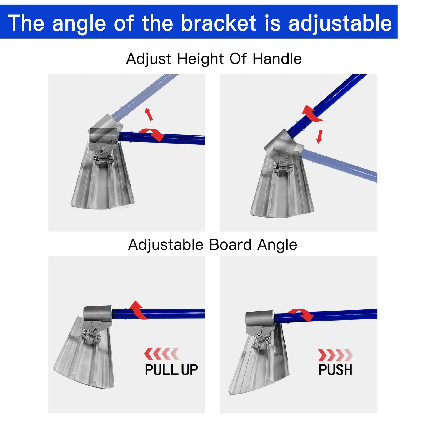 Bull Float Aluminum Magnesium Alloy Concrete Float 48"x8" Round End Board Kit trowel Tool Cement Tools Float Bracket Concrete Finishing Tools With 57" Handle x4 VOYAR