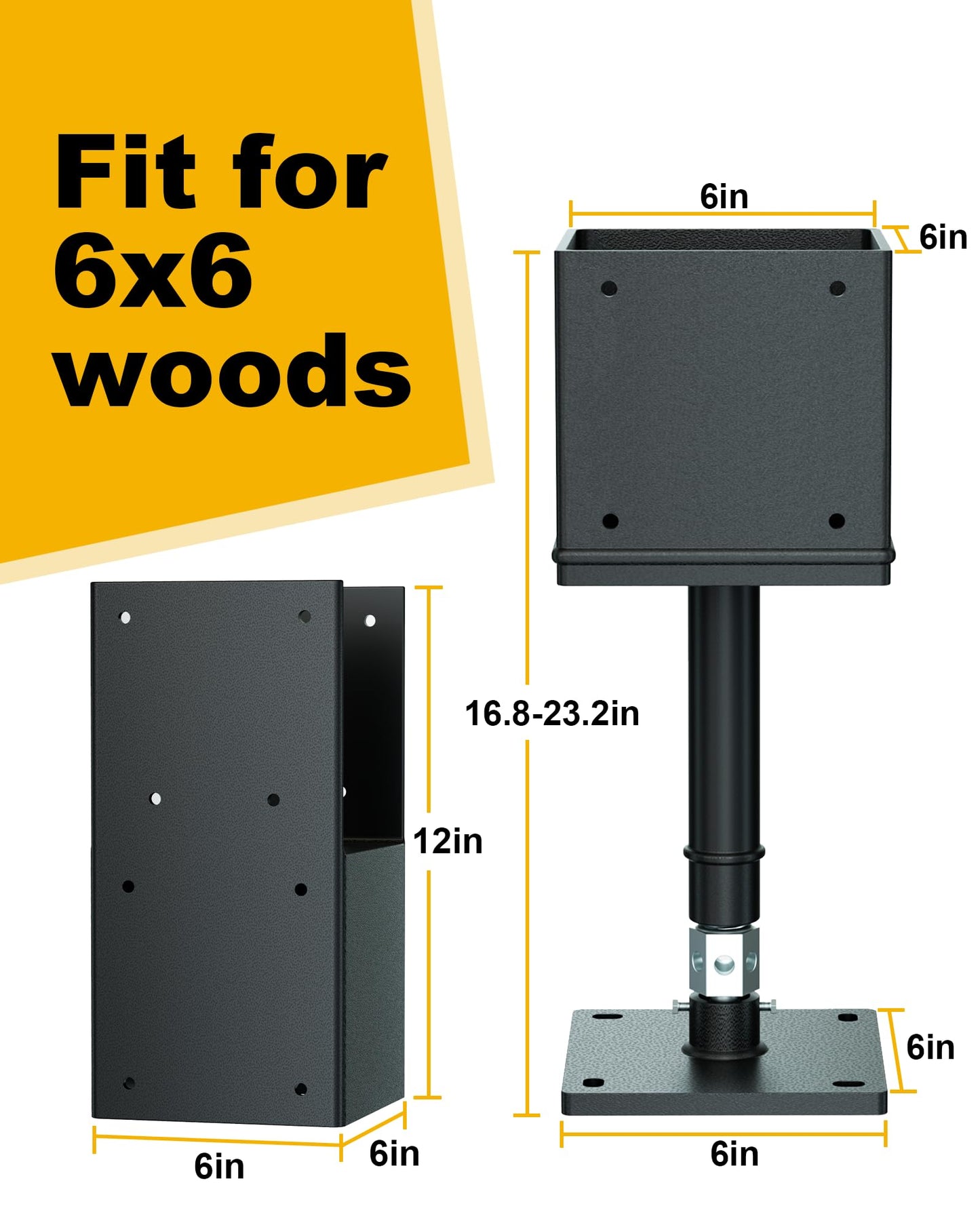 FMhotu Screw Jack Post Kit, 6" x 6" Adjustable Shore Jack & Purlin Splicer, 66000 lbs Max Load Capacity, Temporary House Pole for Leveling, Lifting Floor Crawlspace Basement Shore Beam