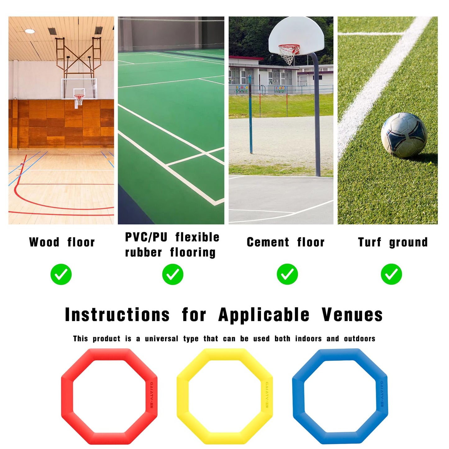 bibahala Agility Rings 3 Pcs Suitable for Sports & Fitness Step Training, Non-Slip Silicone Speed Training Rings with 192 Suction Cups, Training Equipment for Basketball Soccer Street Dance (Red)
