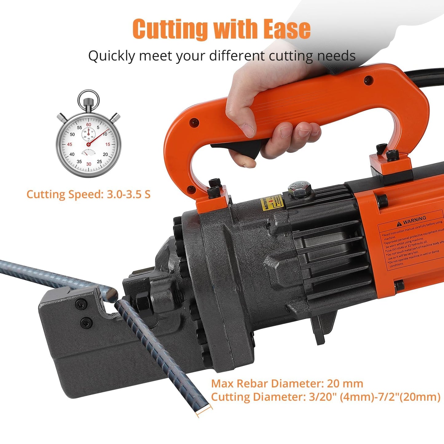 Electric Hydraulic Rebar Cutter Tool, 1250W Cutting up to 3/4 Inch #6 4-20mm Rebar Steel,110V, with Blades & Easy Carry Stainless Box (1250W RC-20)