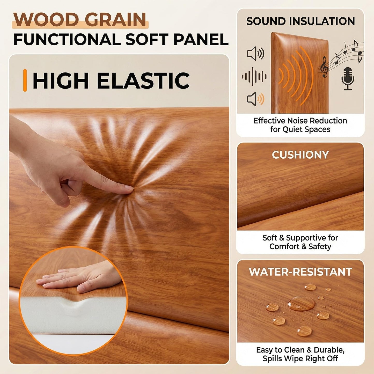 Xuhal 9 Pack 23.6 x 9in Full-Size Bed Wall Padding for Peel and Stick Headboard Rustic Wood Pattern Self-Adhesive Panels Stick on 3D Soundproof Wall Mount Bed Headboard for Bedroom Playroom