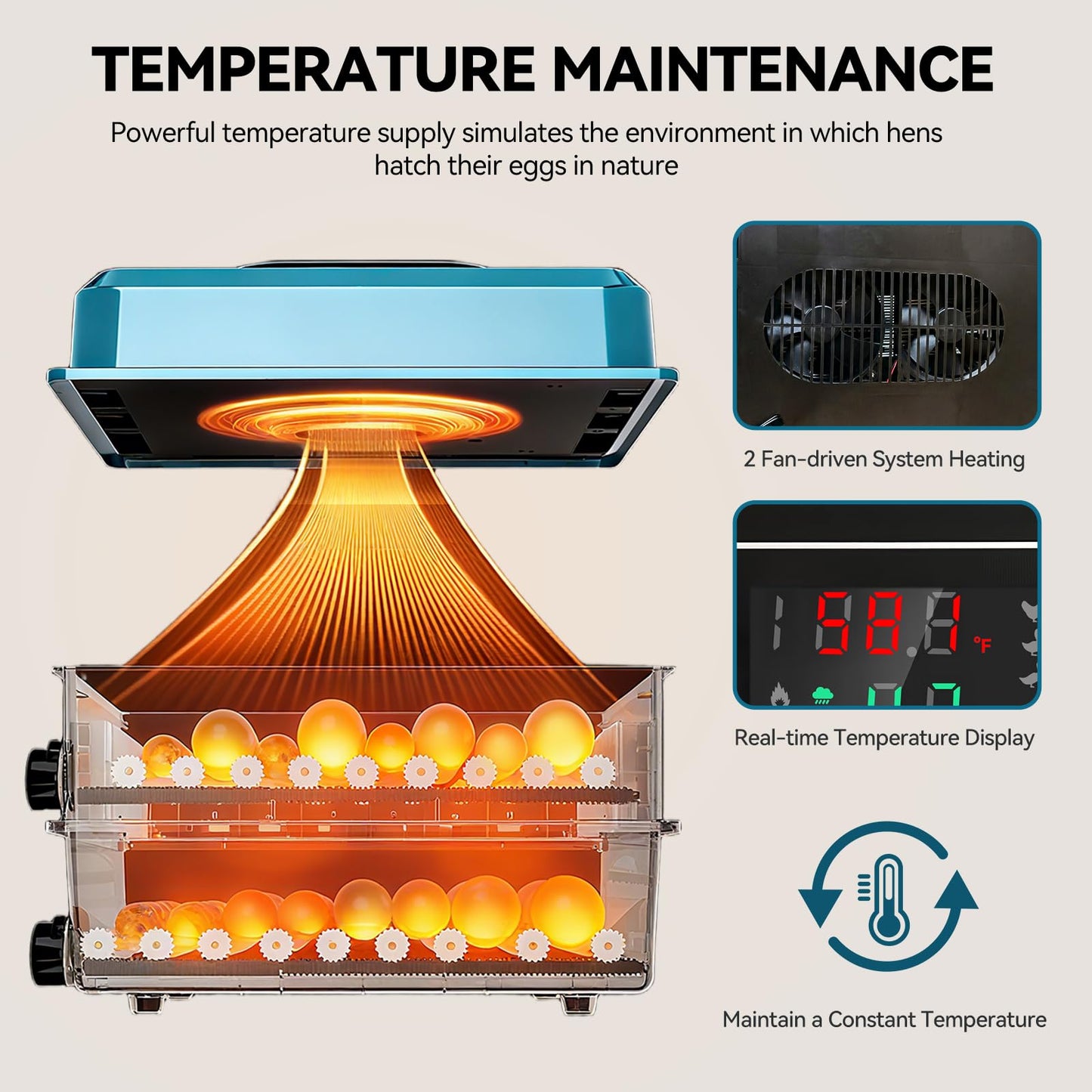 Incubators for Hatching Eggs, 136 Eggs Incubator Digital Poultry Hatcher with Auto Egg Turning, Temp & Humidity Display, 5 Modes, Day Counter & Egg Candler for Chicken/Duck/Goose/Quail