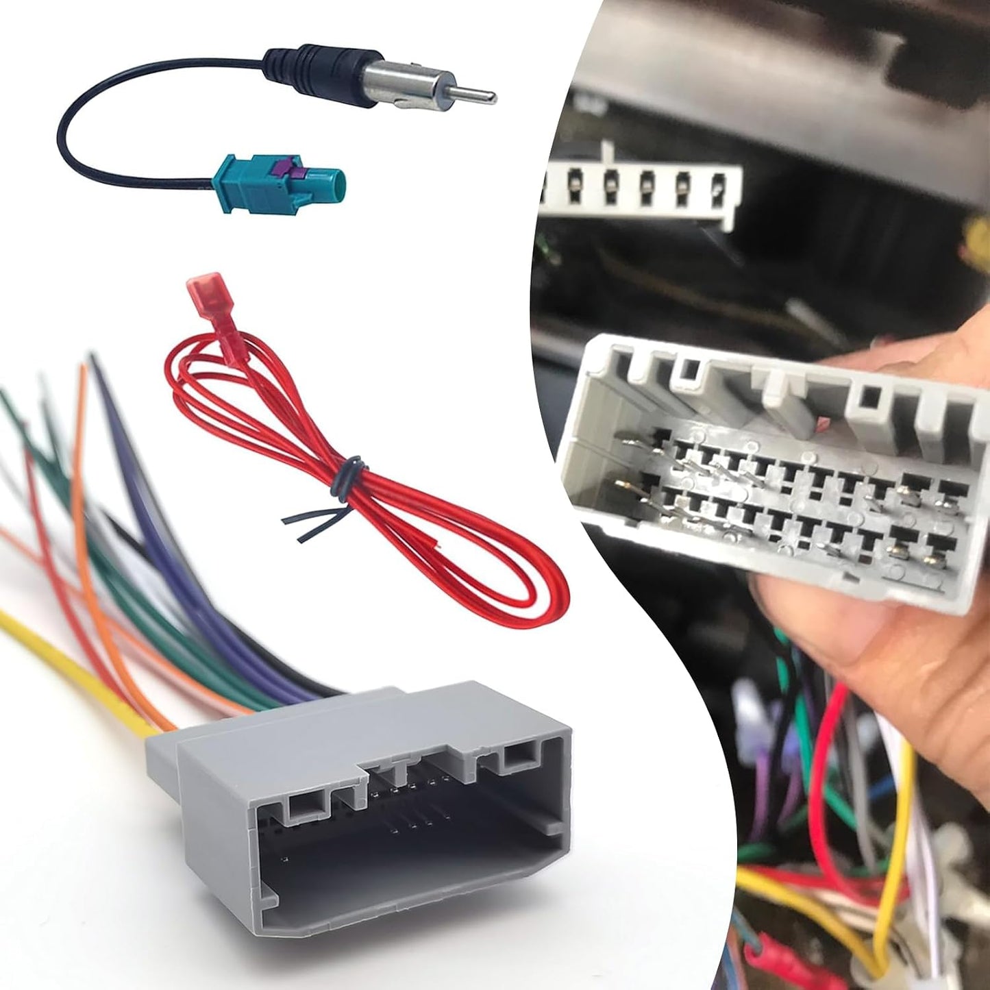 DACIRTY 3 PCS Radio Wire Harness, Standard Stereo DVD Modified Power Speaker Tail Line Connector, Waterproof Plug