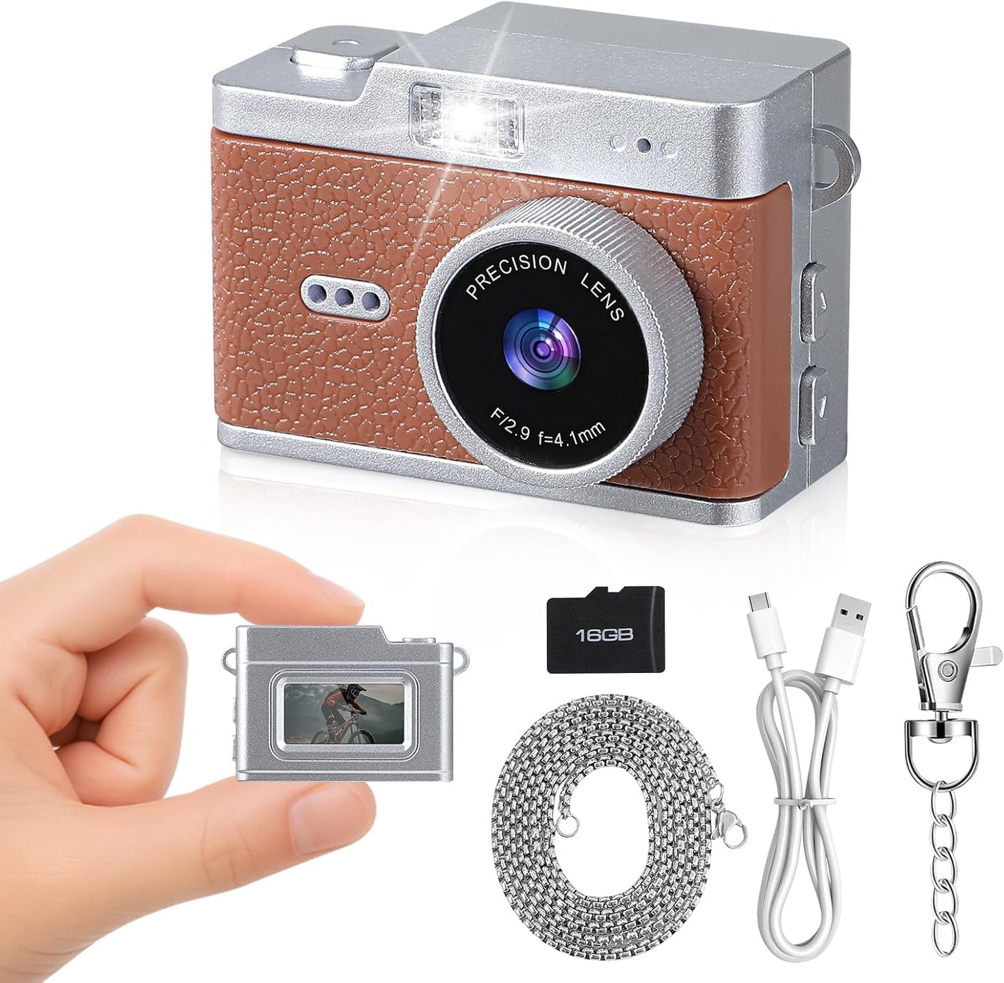Brynnl 1080P 0.96" Mini Retro Keychain Digital Camera, Ultra-Compact Tiny Camera with Video, Display, Long Battery