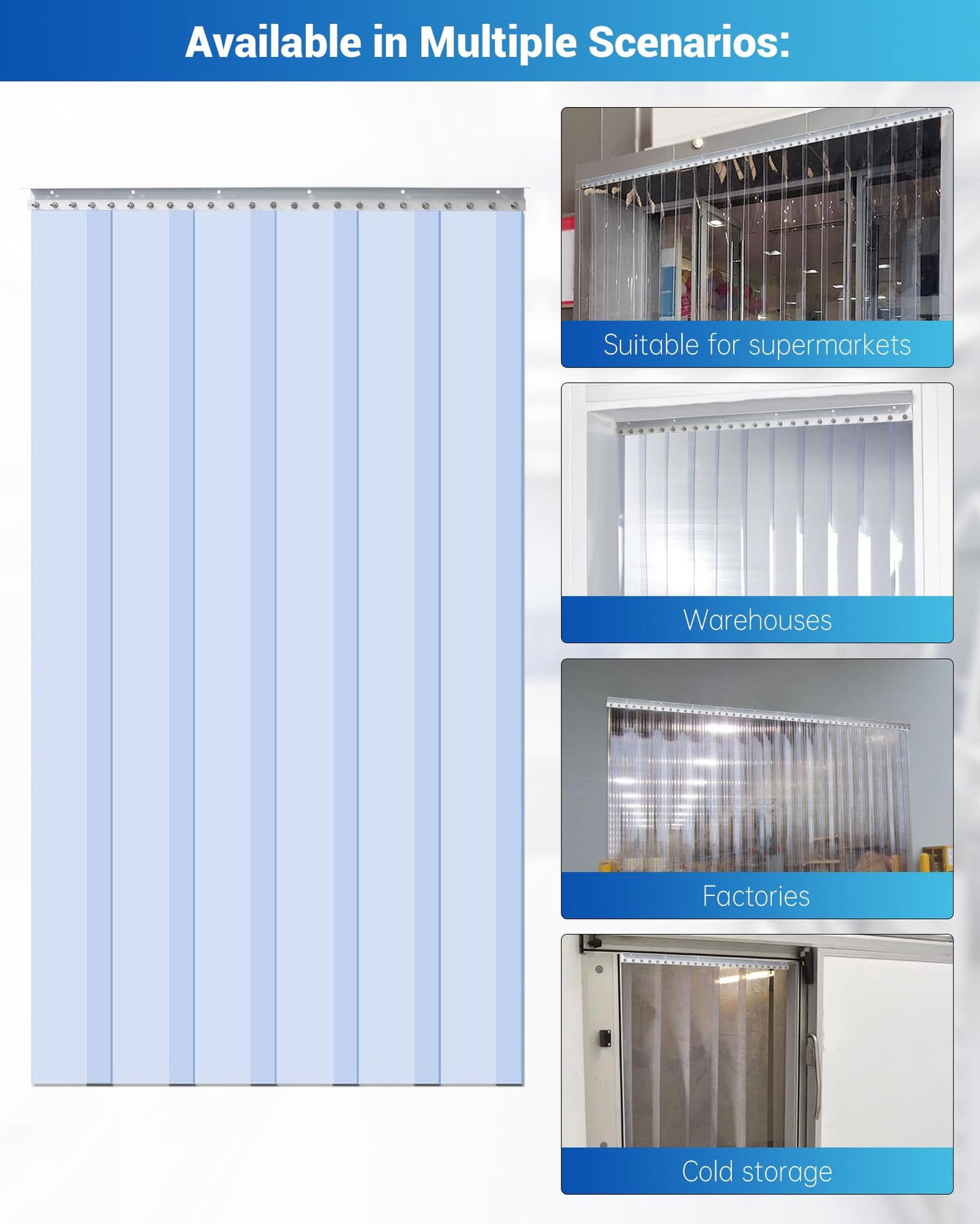 8- Foot Strip Curtain Door Hardware, Commercial Industrial Use Plastic Strip Door Hanger（Not Equipped With Plastic Rubber Curtain）, Galvanized Steel, Fit for Porch/Garage/Warehouse/Pet House Curtain