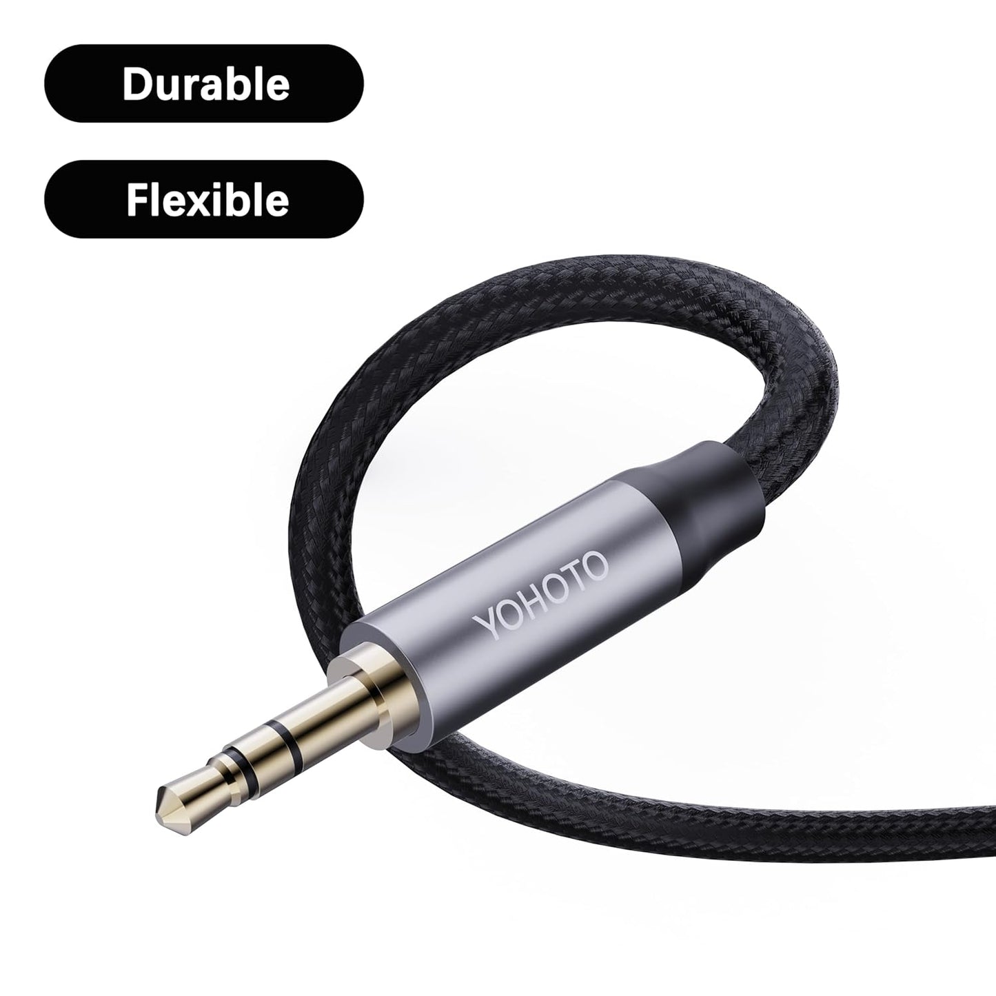 YOHOTO (4FT) AUX3.5mm Audio Cable Nylon Braided Aux Cord Male to Male Stereo Hi-Fi Sound Auxiliary Audio Cable