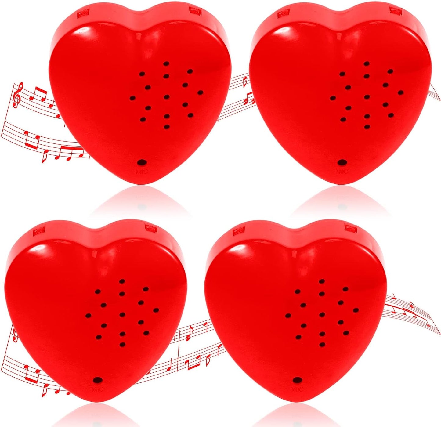 Civaner 4 Pack 60 Seconds Voice Recorder for Stuffed Animal Heart Red Push Button Heart Shaped Sound Recorder
