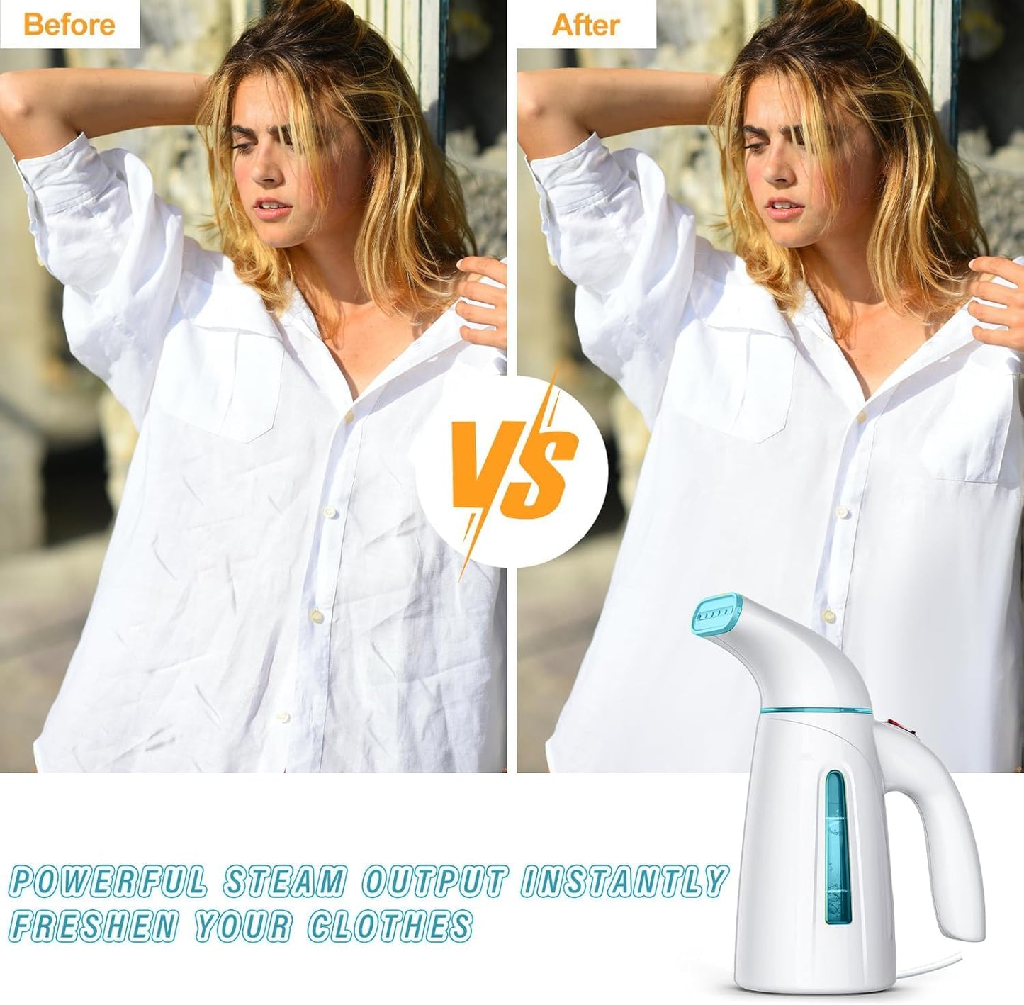 OGHom Portable Handheld Clothes Steamer - 240ml Capacity, 700W Fast Heat Up in Turquoise