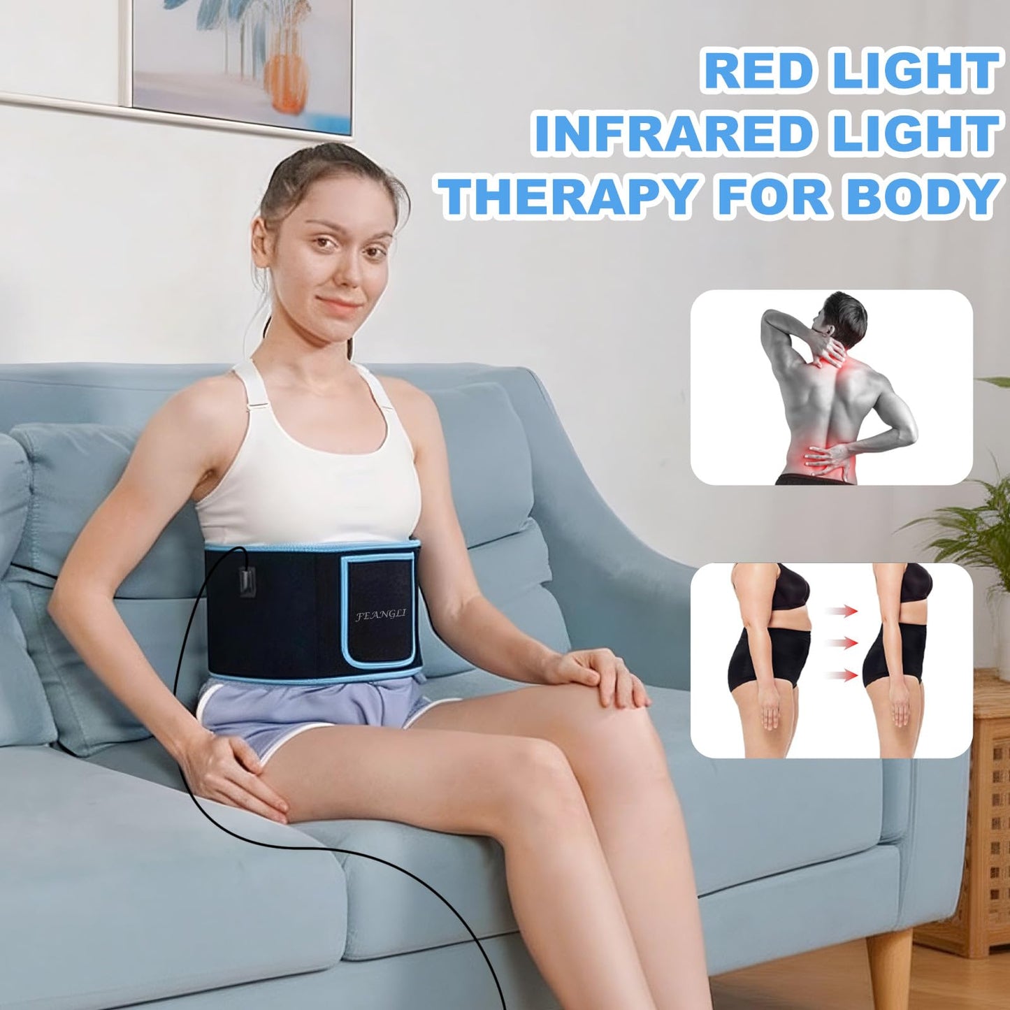 Red Light Therapy Infrared Light Therapy Belt for Body Waist Back Shoulder Leg Knee Muscle Relief, LED 660nm 850nm Wearable Large Red Light Belt with Timer Remote, Ideal Gift for Woman Man