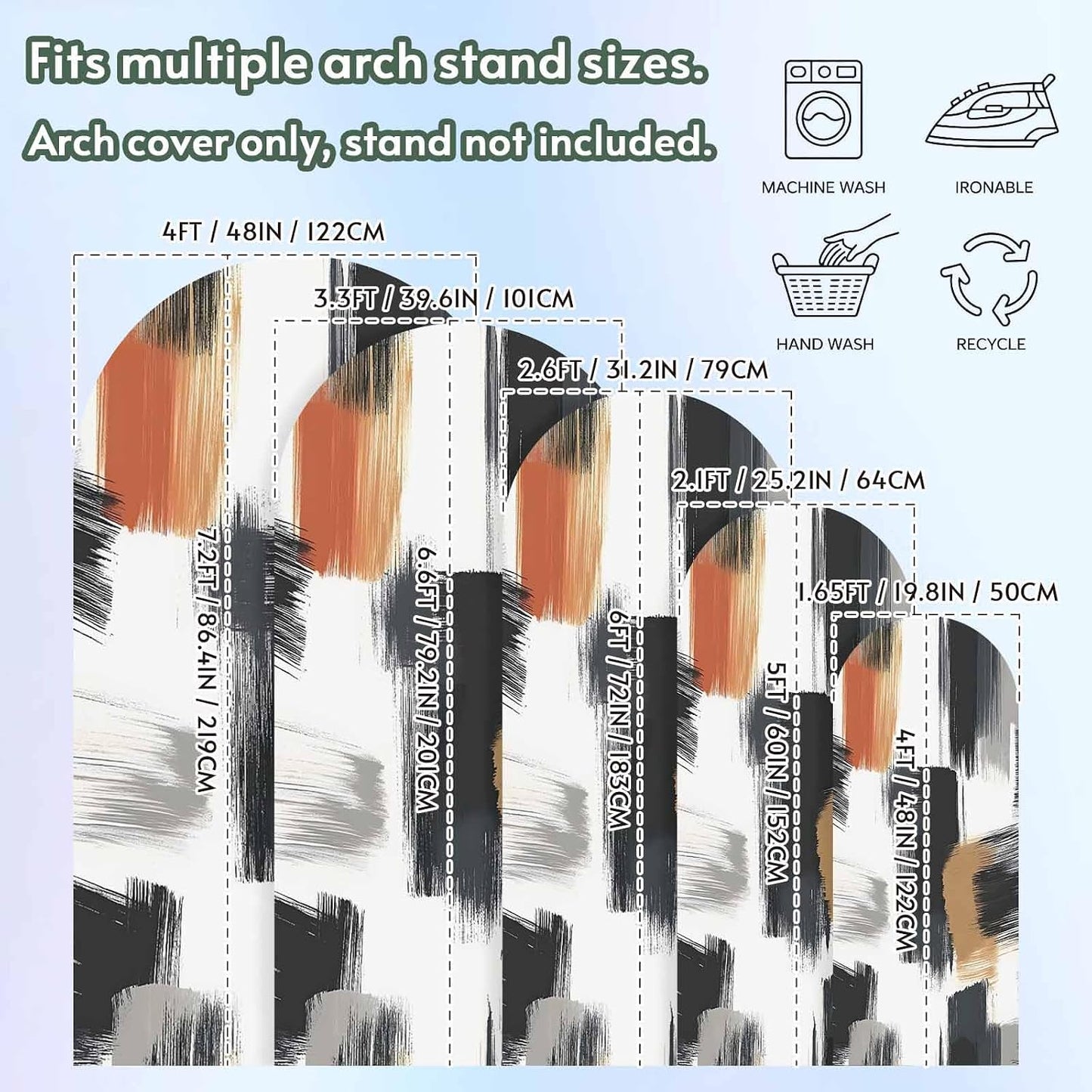 Jnbasdffb 7.2 Black White Wedding Arch Cover,Stretchy Spandex Arch Backdrop Stand Covers FT,Geometric Oil Painting