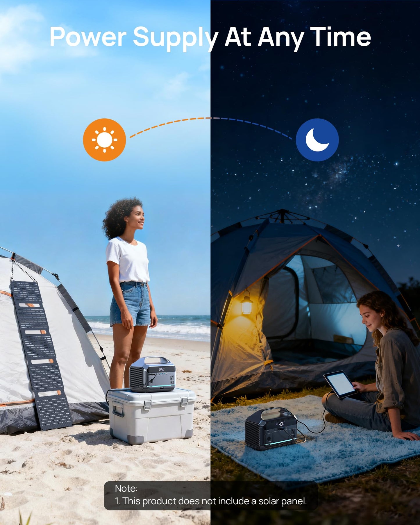 DARAN Portable Power Station, 288Wh LiFePO4 Battery, 350W (600W Peak) Power Bank with AC Outlet, Mini Solar Generator 7-Port Design, 2.1Hrs Fast Charing for Emergency, Hurricane (Solar Optional)