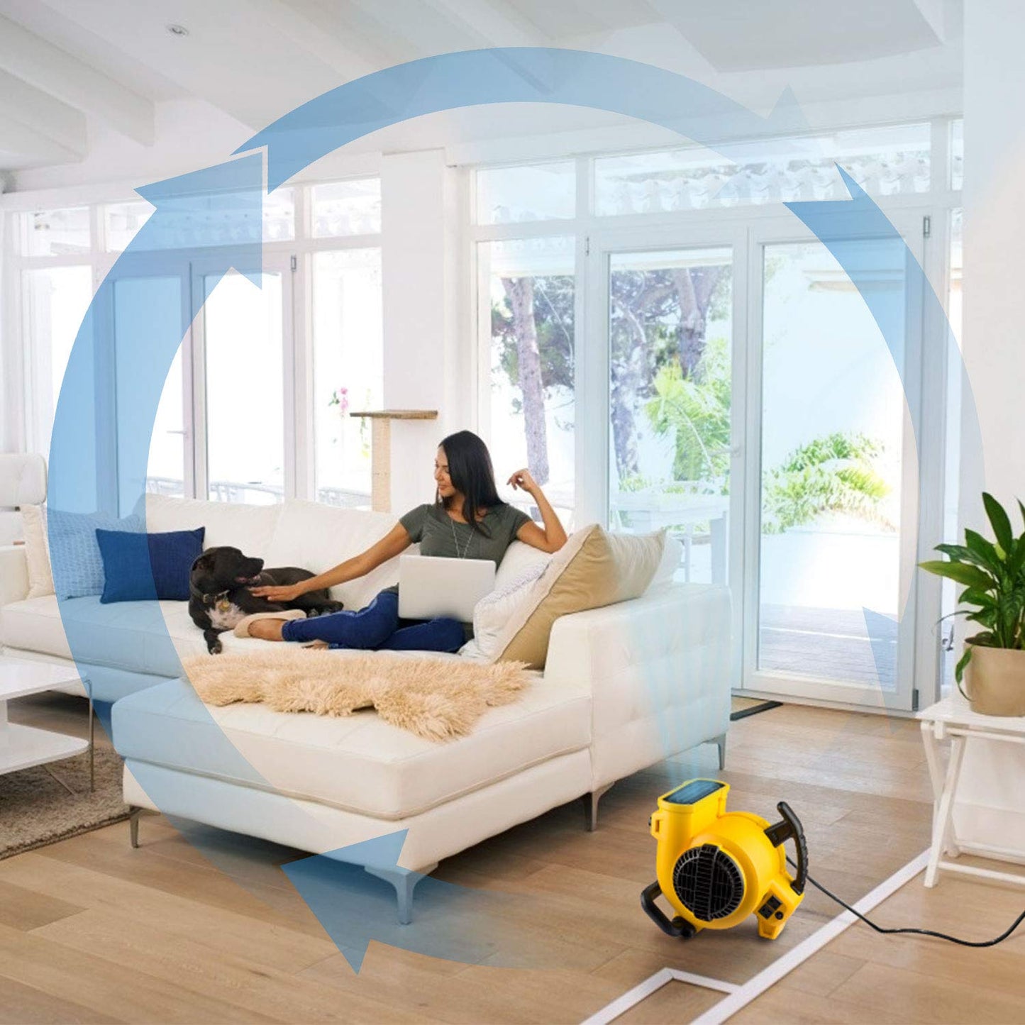 DEWALT Portable Air Mover, ‎276W 3 Speed Floor Fan, Utility Blower Fan, 1/5 HP 600 CFM Floor Dryer, Carpet Dryer, Floor Fan, Blower, for Janitorial, Home, Commercial Use, DXAM-2260