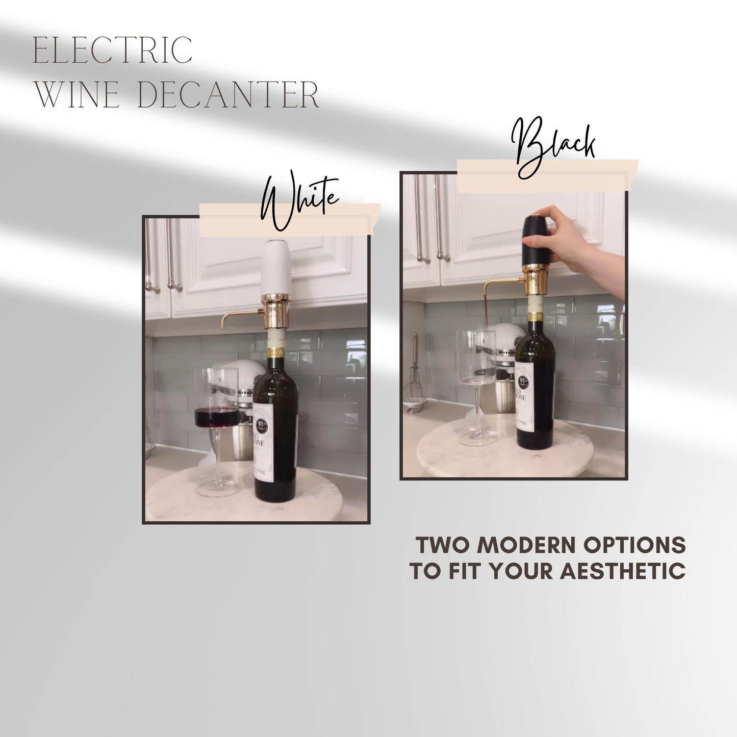 Sip & Shimmer Electric Wine Aerator, Modern Aerator, Electric Wine Dispenser, Black & Gold Wine Pourer, Automatic Wine Pump, Re-chargeable, Wine Gift, Valentines Day Gift for Him