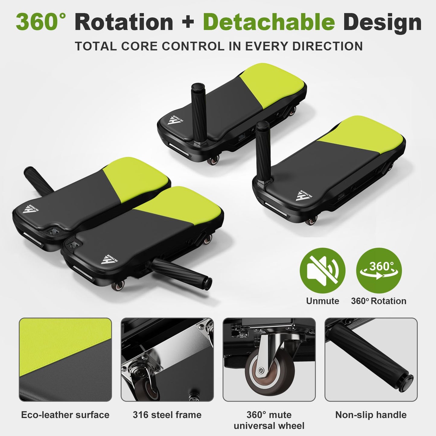 Upgrade Ab Roller Wheel Detachable Abdominal Wheel With 360° for Core Workout, Multi-Directional Abs Roller Board For Full body exercise Home Gym of All Fitness Levels, Ab Trainer with 8 Wheels