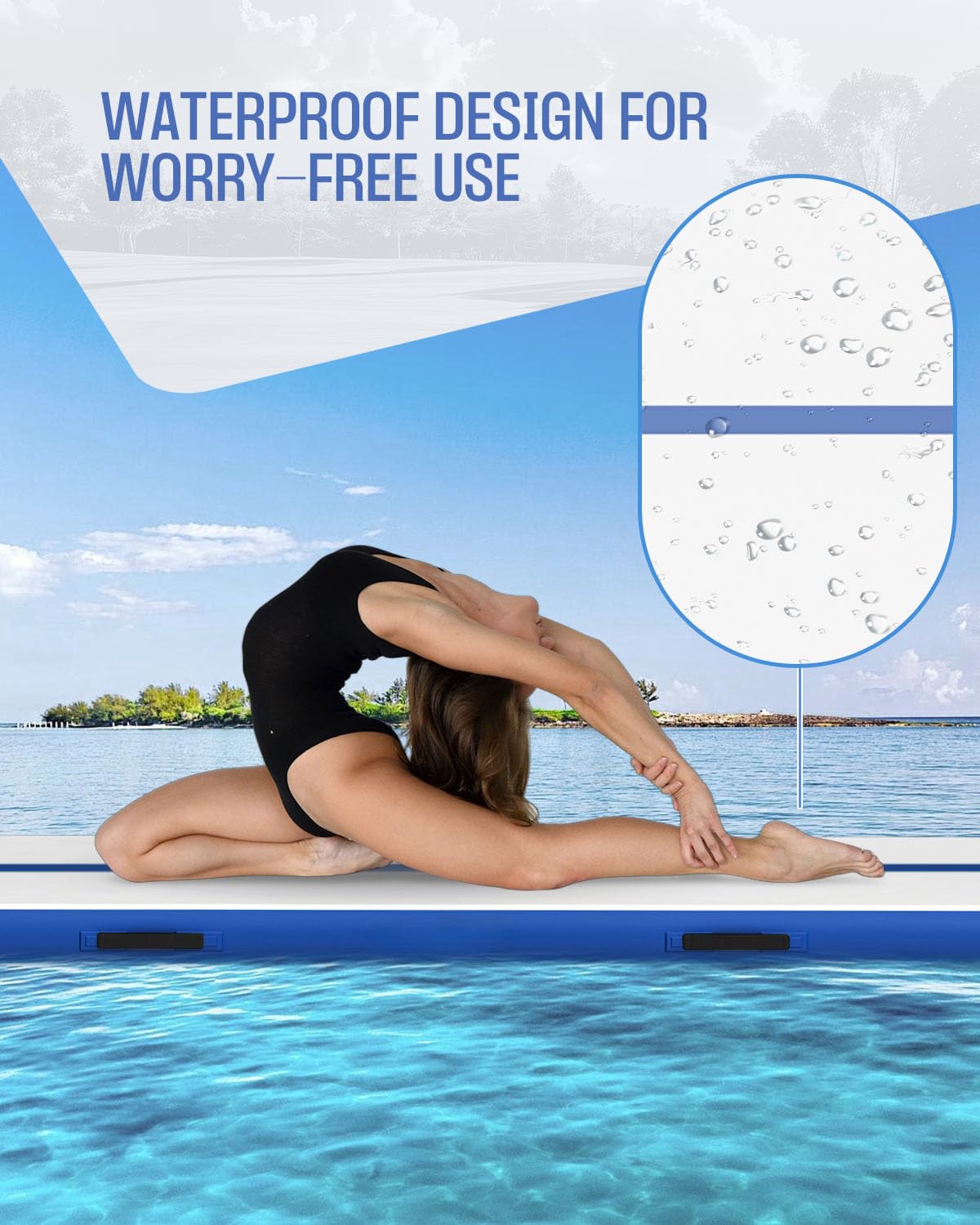 SWRORDAWN Inflatable Gymnastics Mat 13ft, 4 inches Thickness Gymnastic Mats with Electric Pump and Carry Bag for Kids Home Use Outdoor Training Yoga Cheerleading Gym Studio Backyard Park, Blue