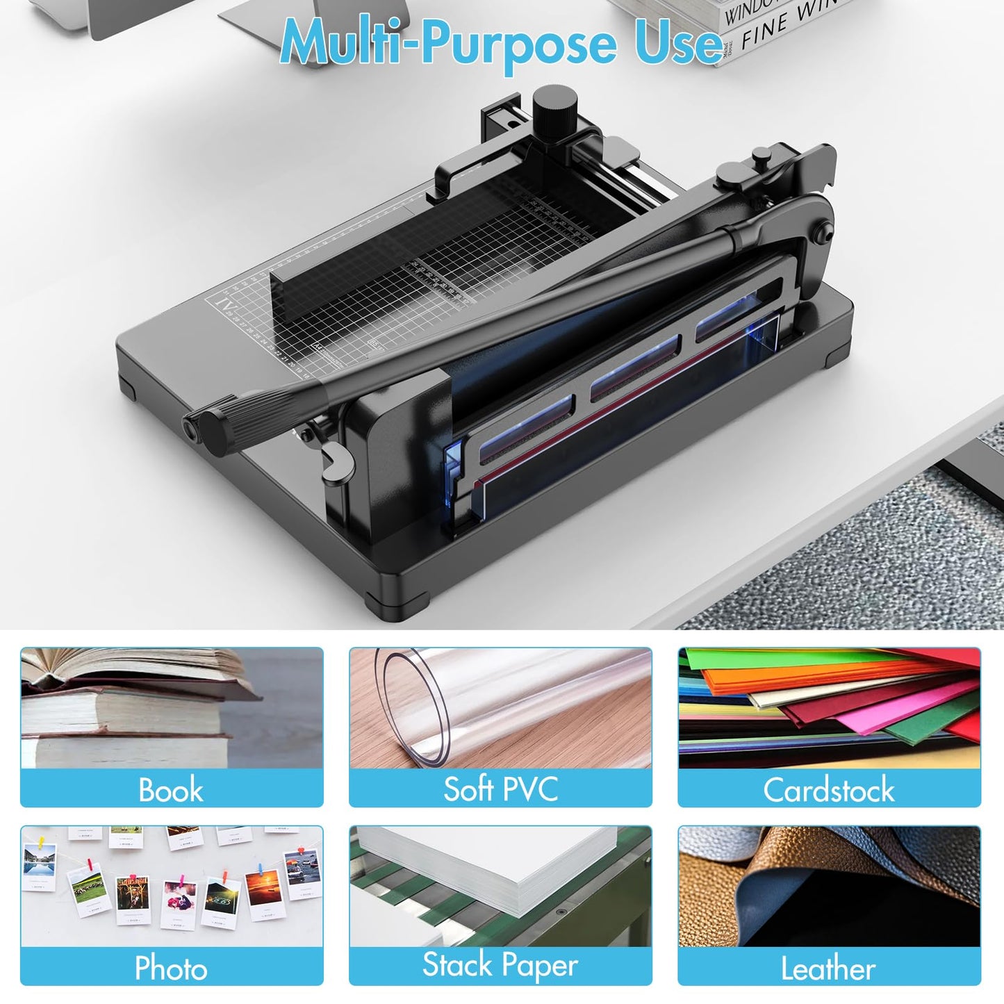 Paper Cutter 12 Inch, Heavy Duty Paper Cutter for A4 Paper, Guillotine Paper Cutter 400 Sheet Capacity, Solid Steel Construction