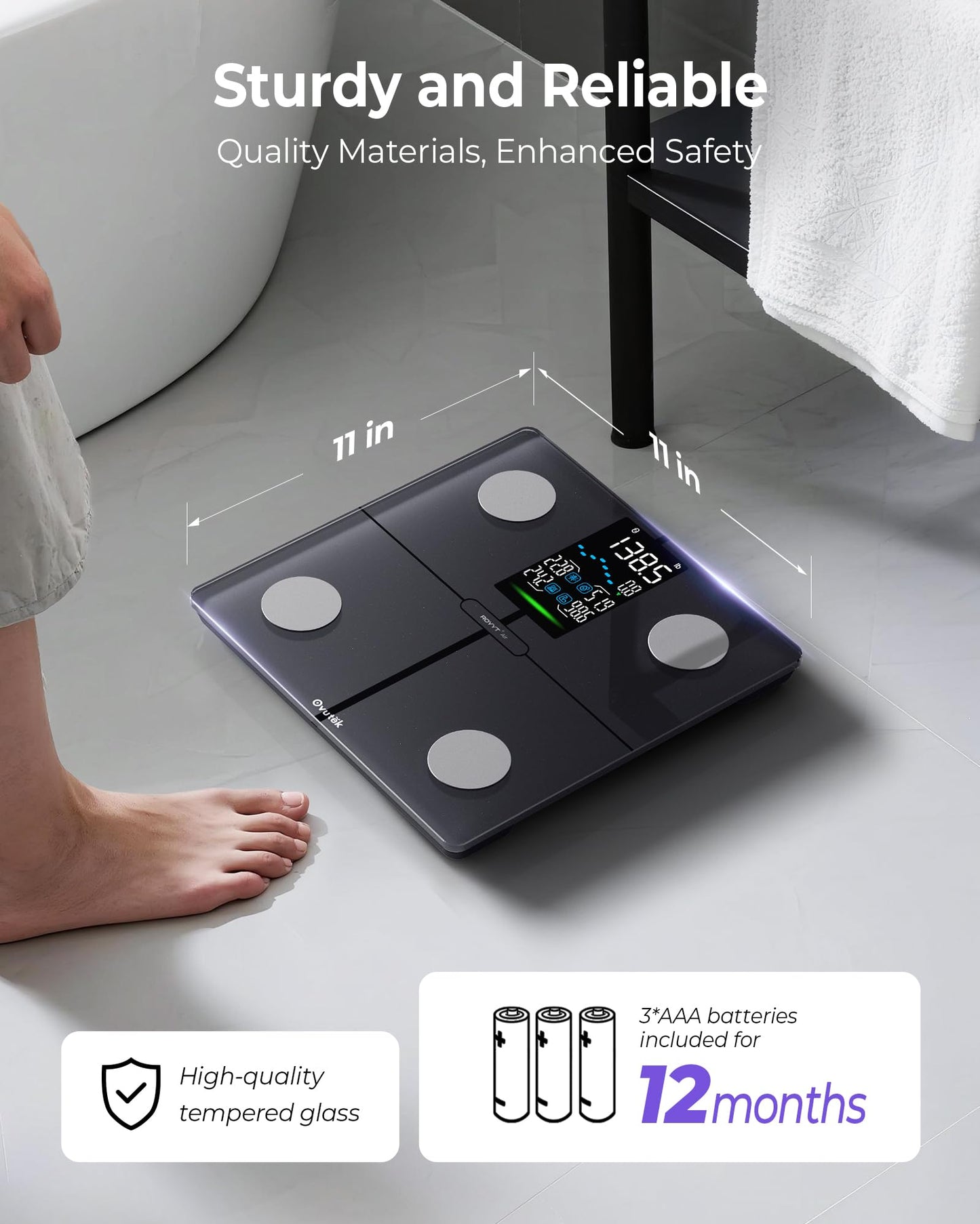Ovutek Smart Scale for Body Weight, Professional Bathroom Digital Scale with BMI, Body Fat, Muscle Mass, Most Accurate to 0.05lb, Large Display High Accurate Body Composition Machine with Fitness App