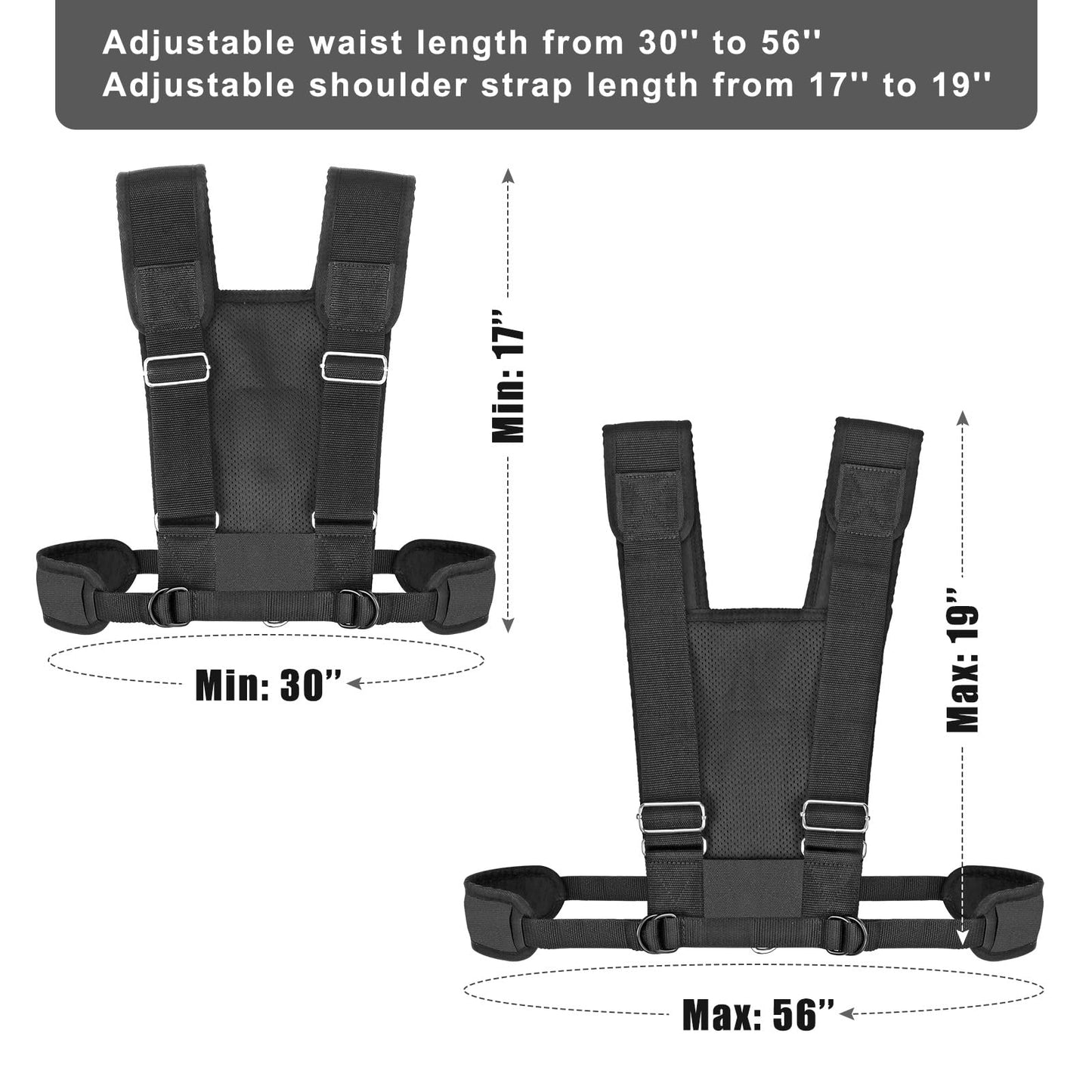 Dolibest Sled Harness for Fitness Resistance, Works with Tire, Sled and Parachute -Adjust Padded Shoulder Strap, Durable and Comfortable, Ideal for Running, Football Speed and Strength Training -Black